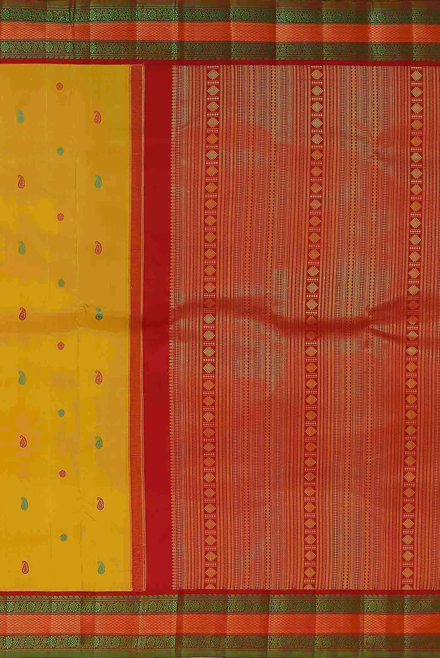 Yellow Kanchipuram Silk Saree