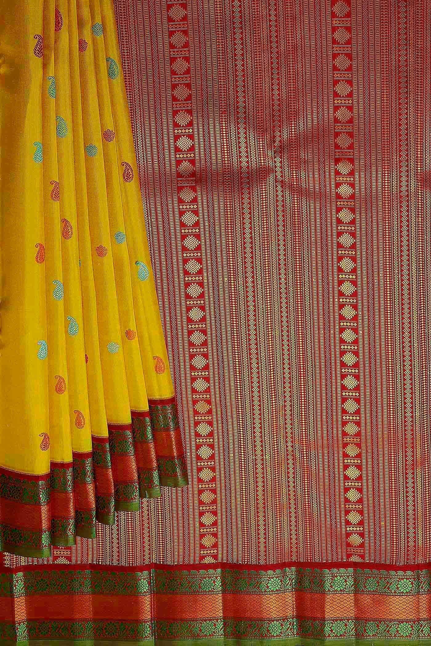 Yellow Kanchipuram Silk Saree