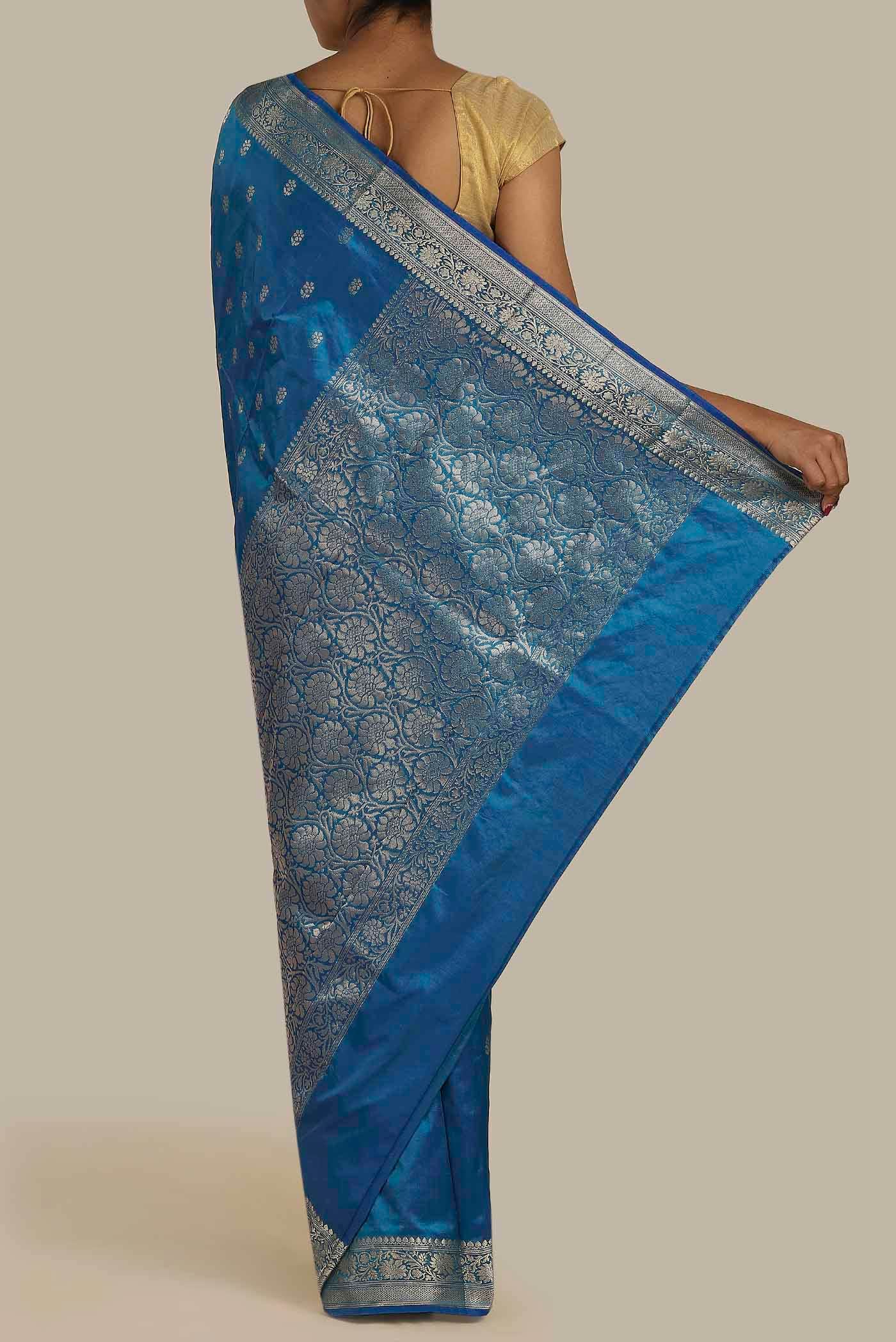 Blue Banarasi Katan Silk Saree