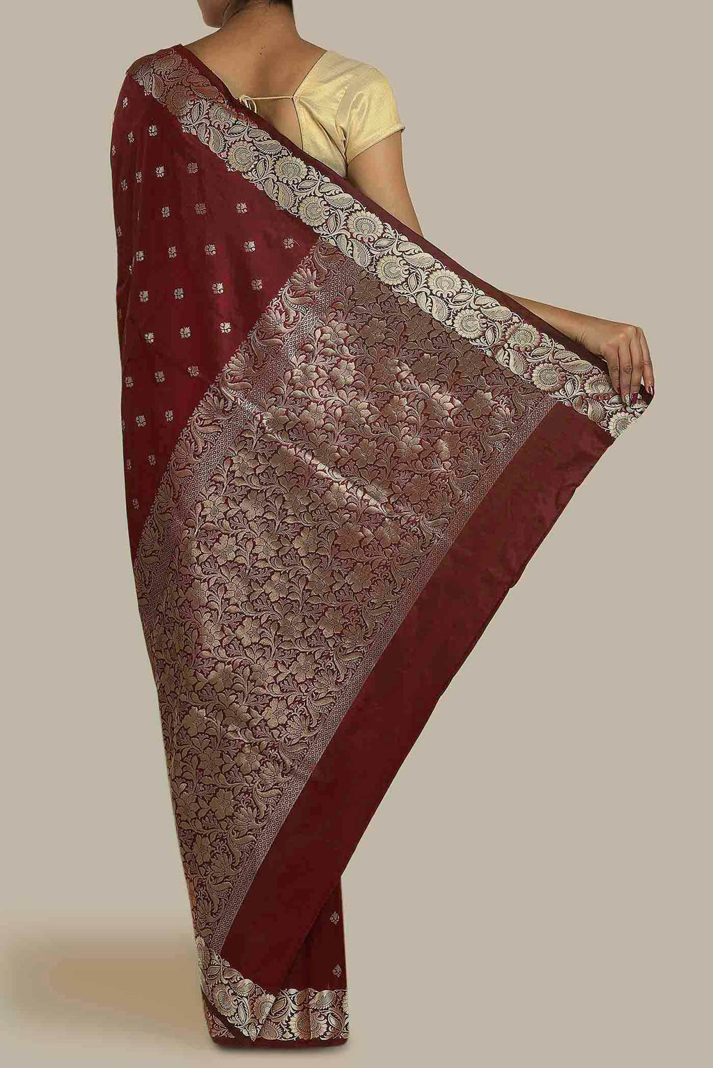 Maroon Banarasi Katan Silk Saree