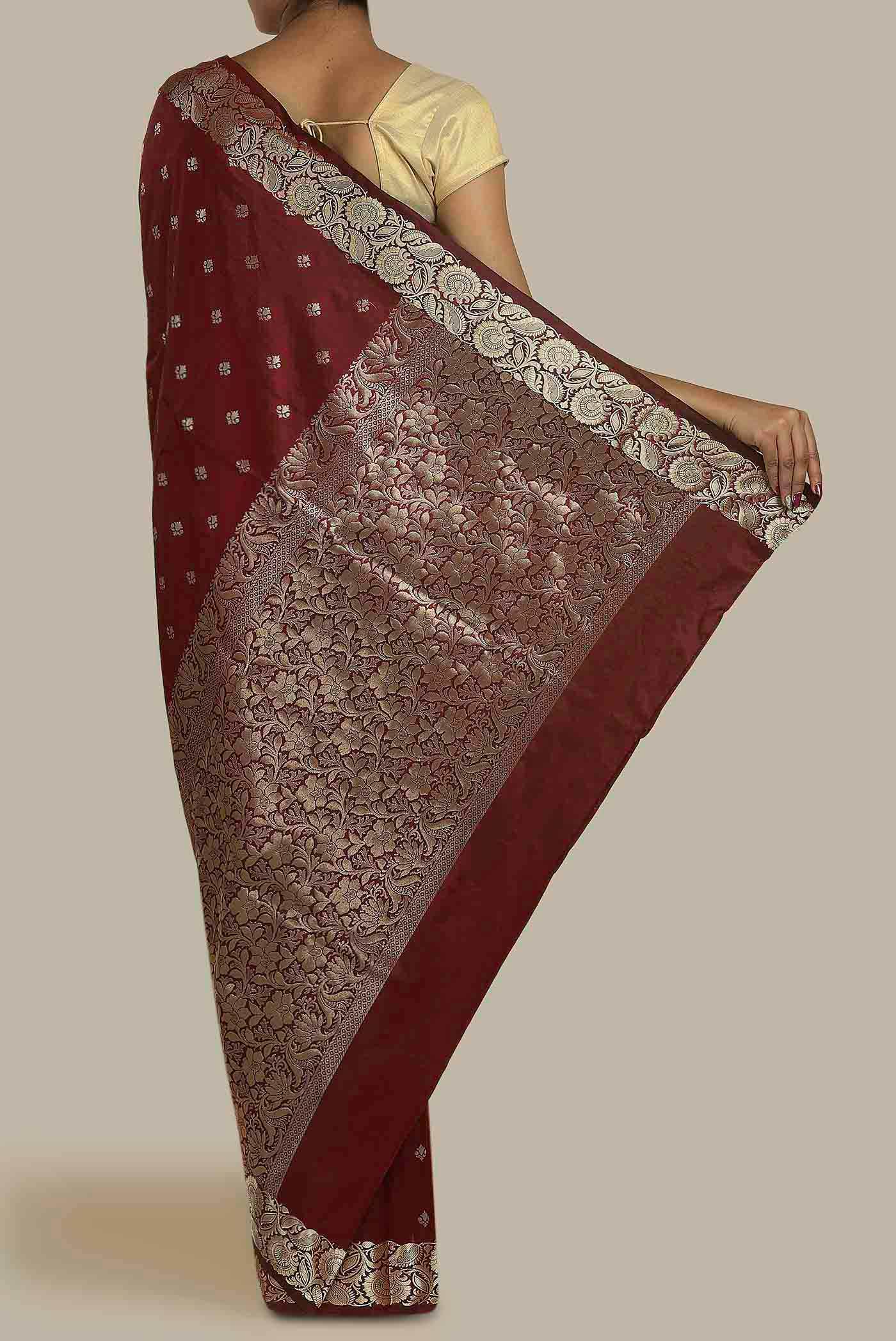 Maroon Banarasi Katan Silk Saree