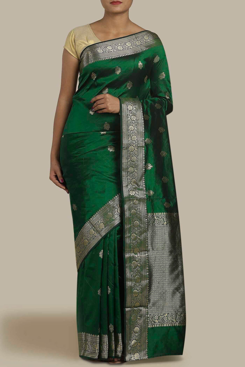 Green Banarasi Katan Silk Saree