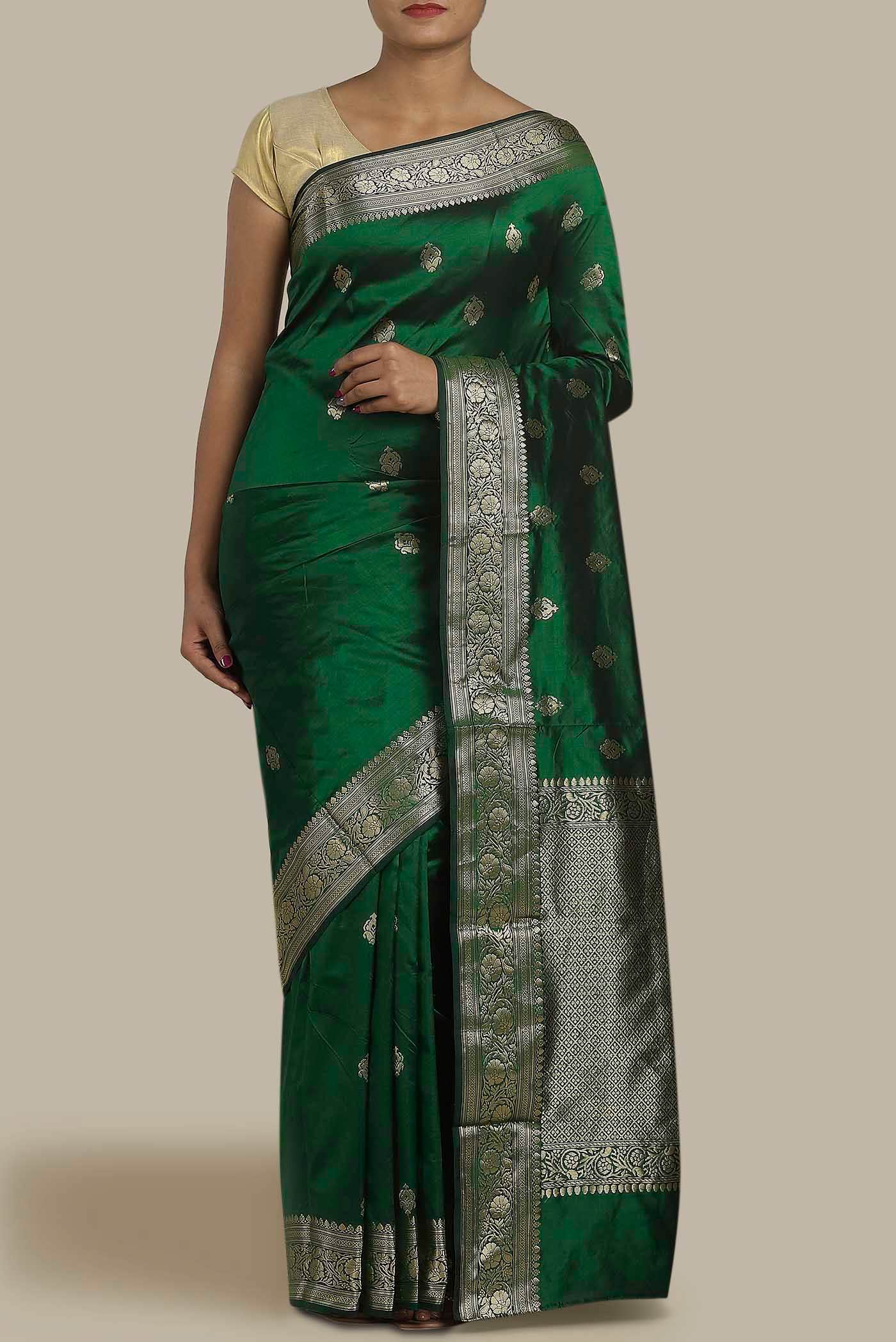 Green Banarasi Katan Silk Saree