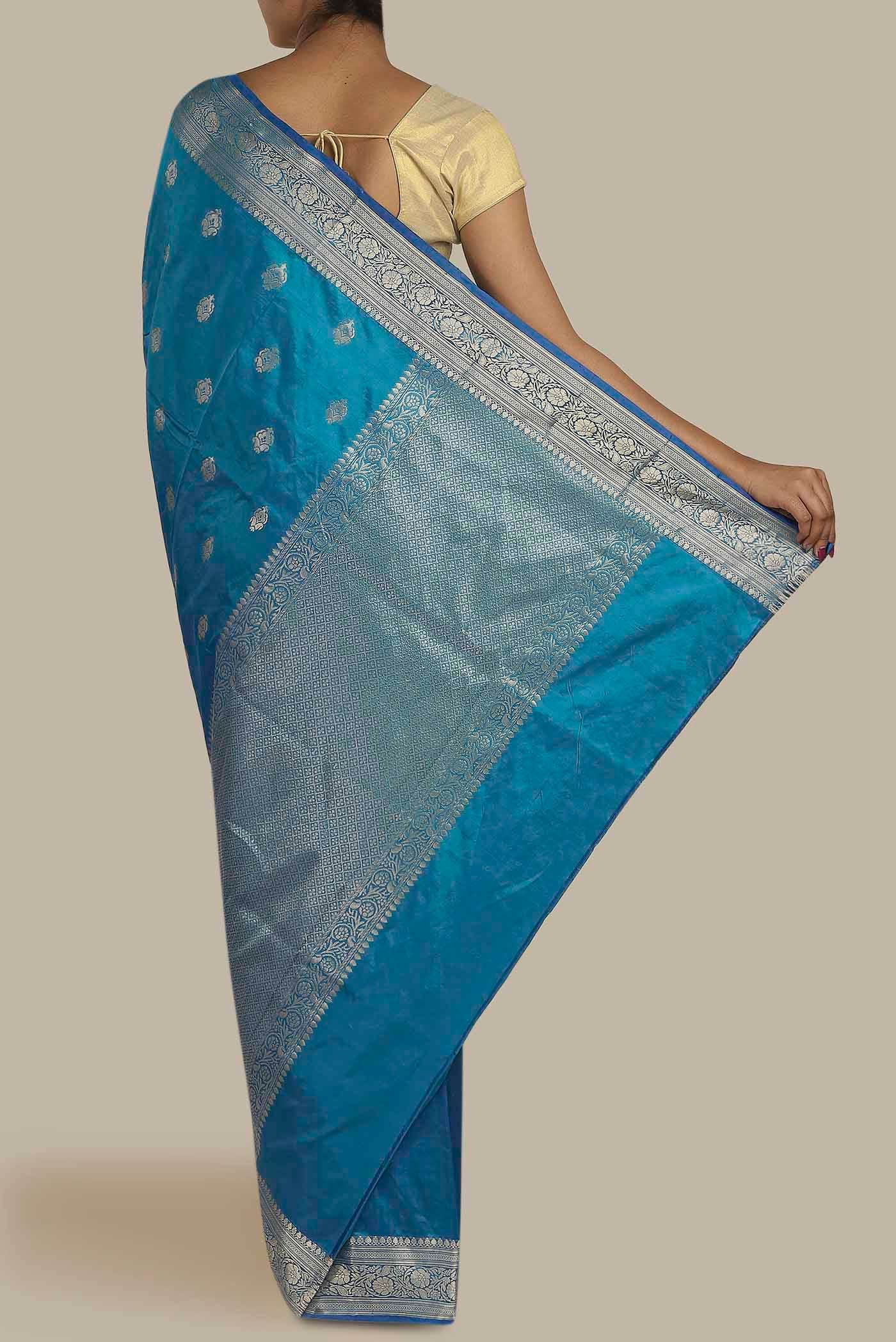 Blue Banarasi Katan Silk Saree