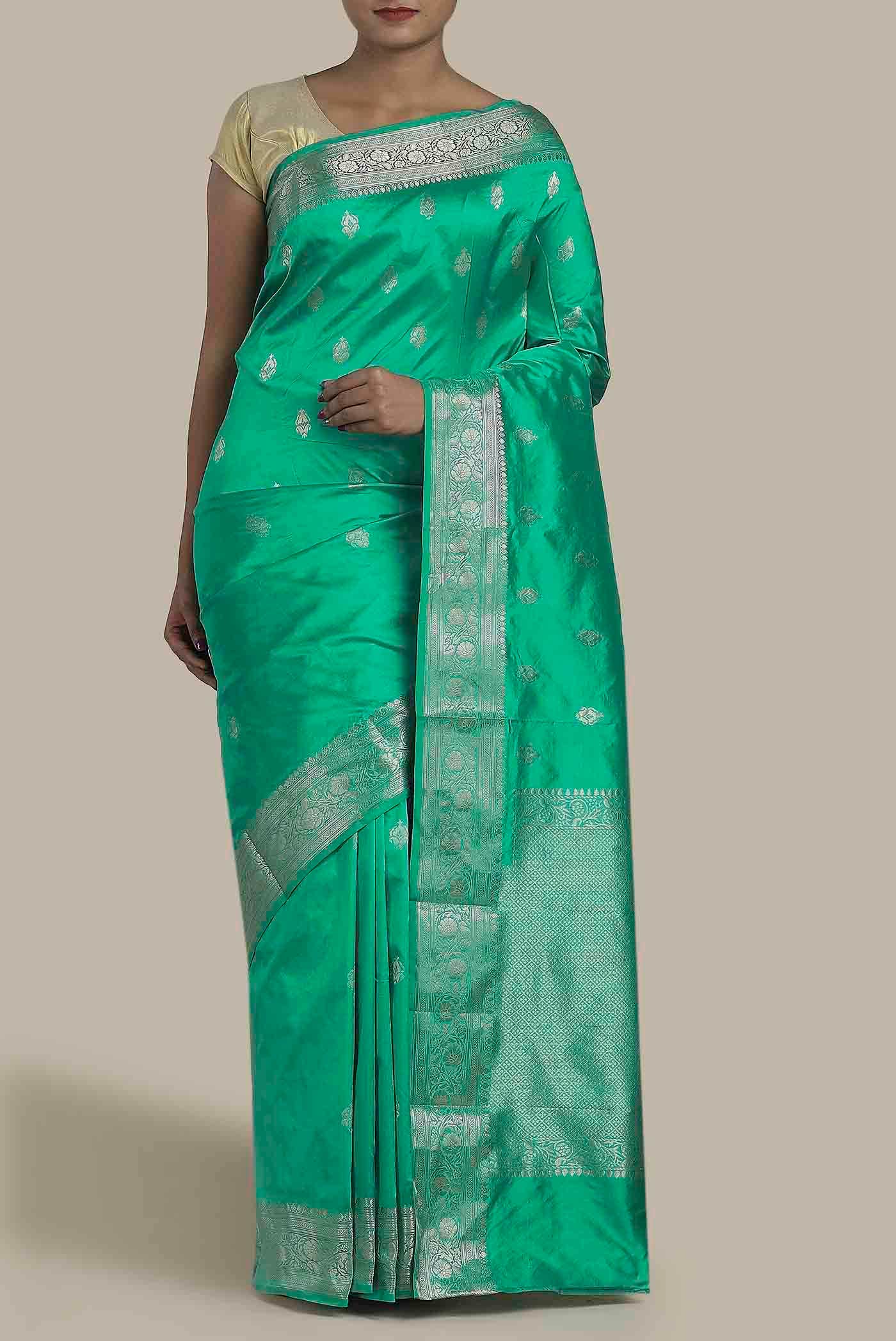 Green Banarasi Katan Silk Saree