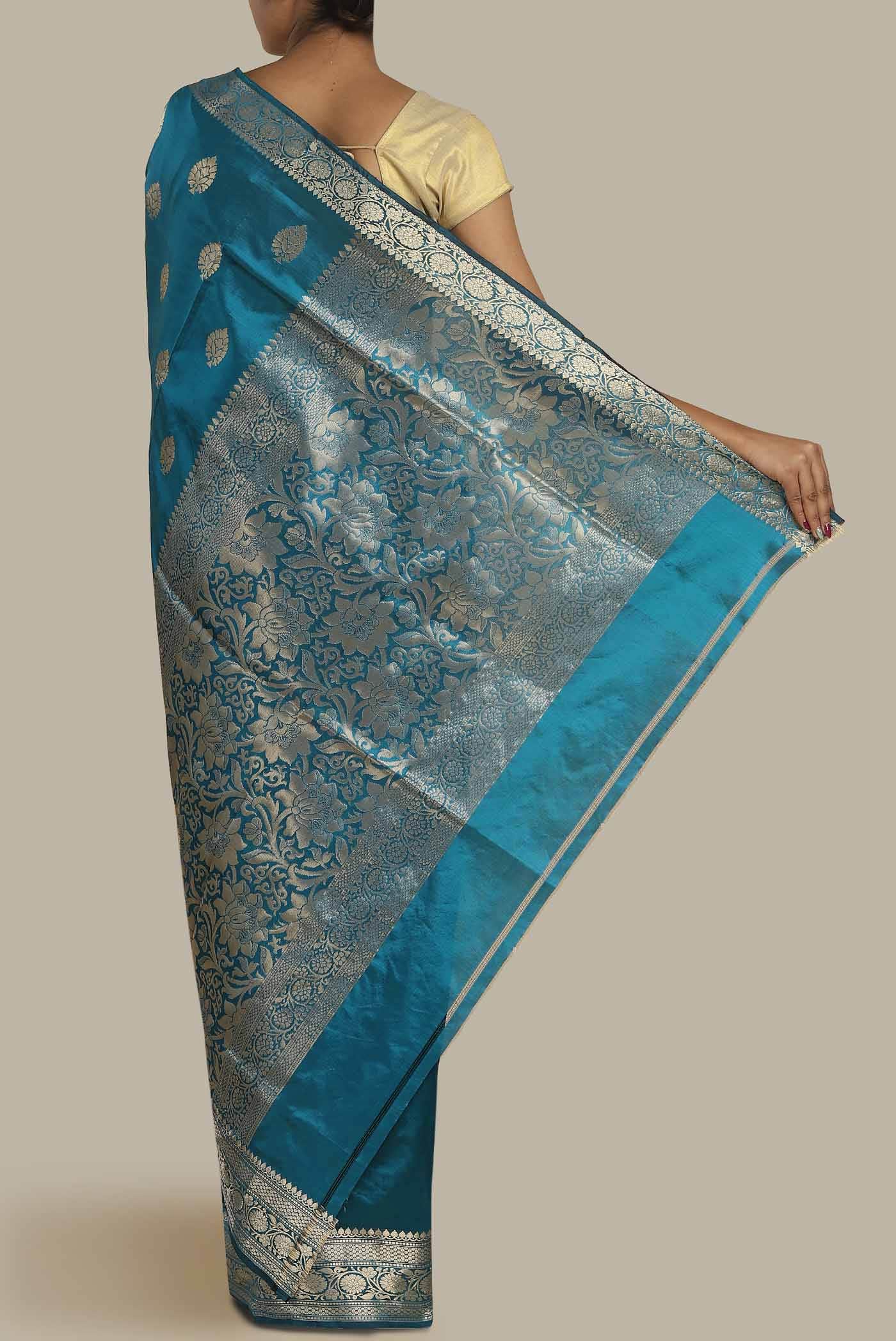 Blue Banarasi Katan Silk Saree