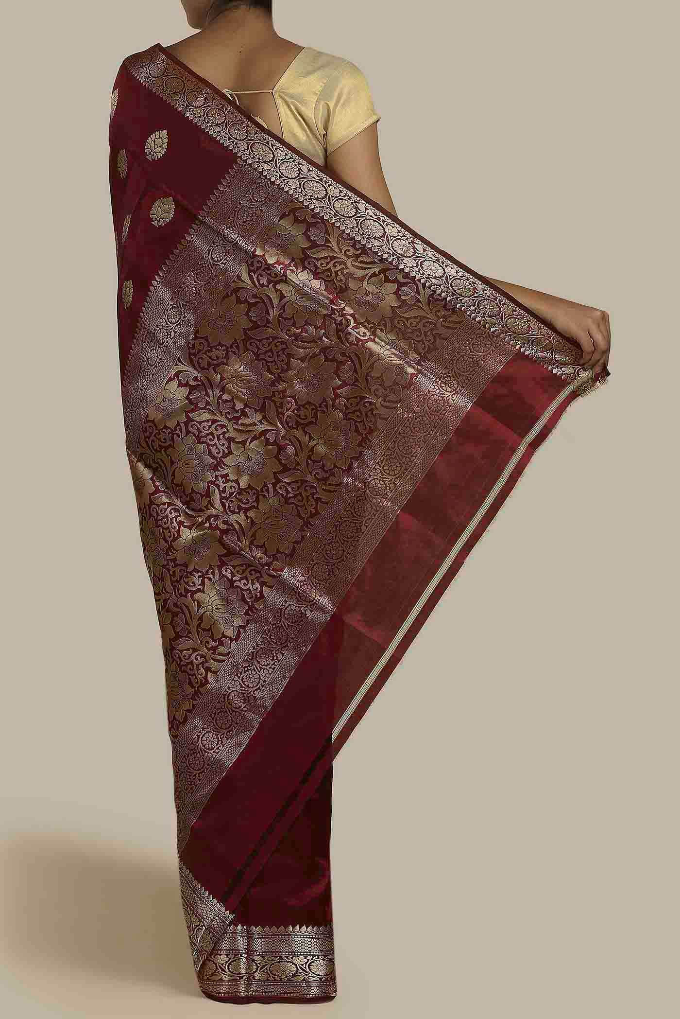 Maroon Banarasi Katan Silk Saree