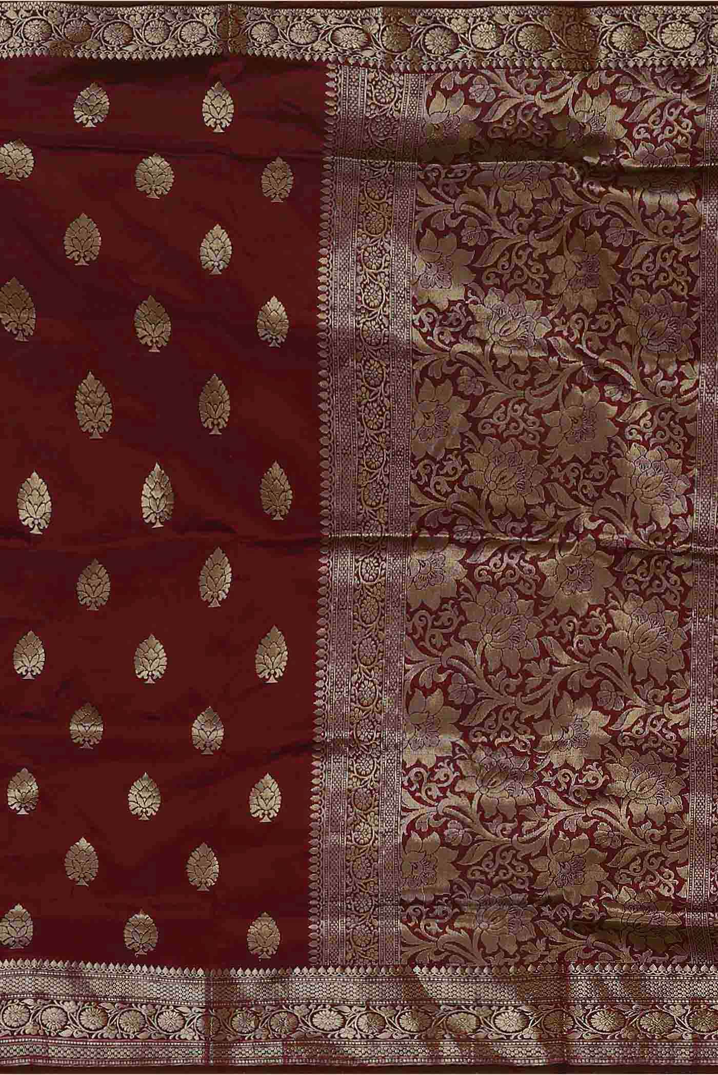 Maroon Banarasi Katan Silk Saree