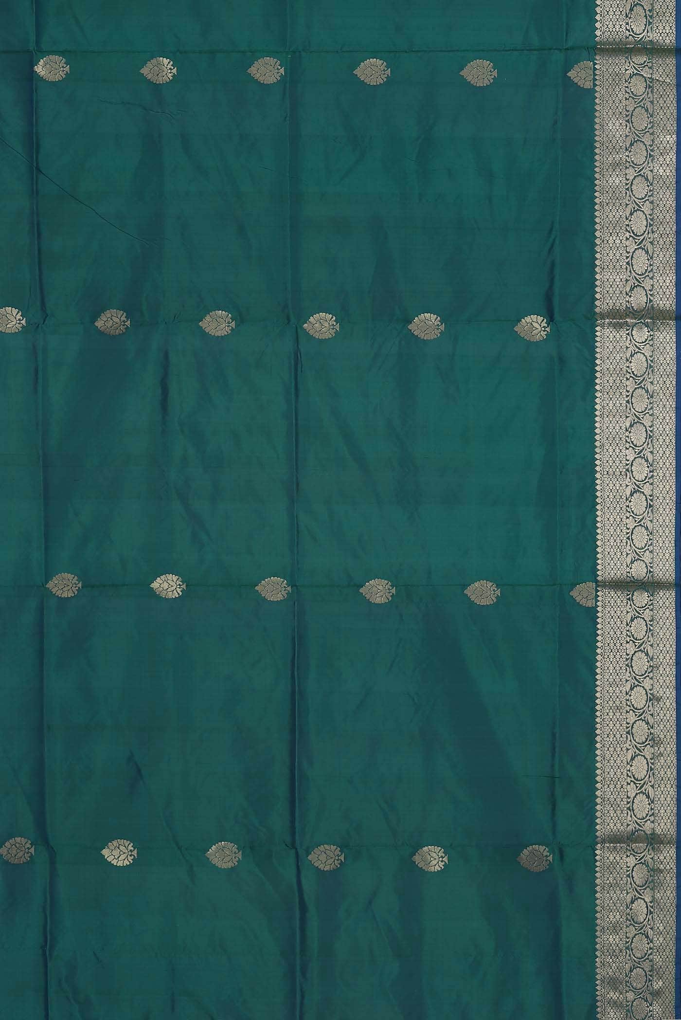 Blue with Green Dual Tone Banarasi Katan Silk Saree