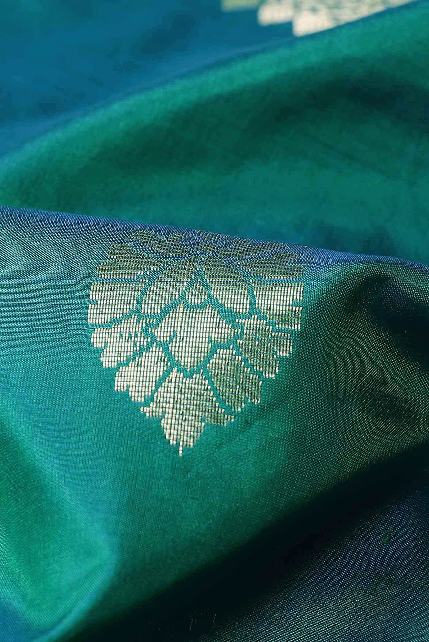 Blue with Green Dual Tone Banarasi Katan Silk Saree