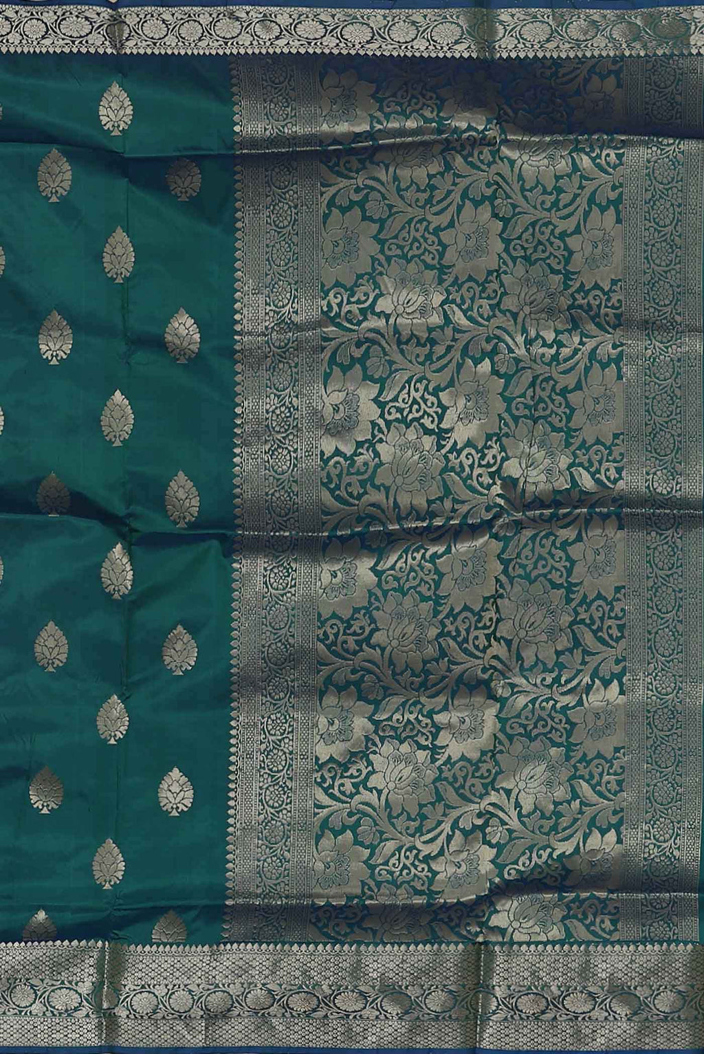 Blue with Green Dual Tone Banarasi Katan Silk Saree