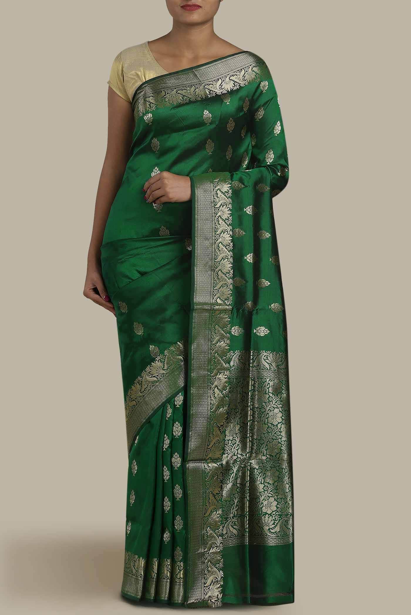 Green Banarasi Katan Silk Saree