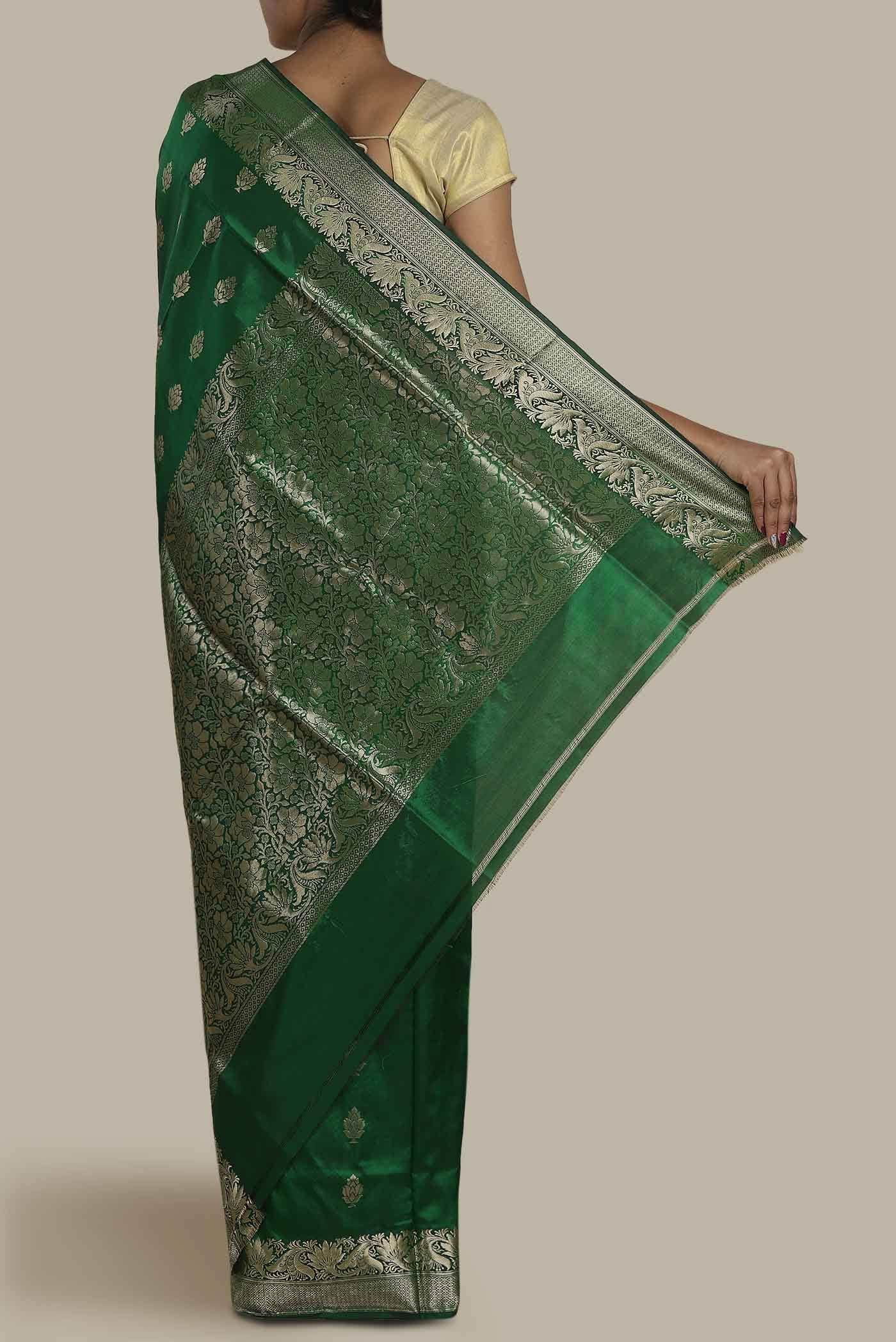 Green Banarasi Katan Silk Saree
