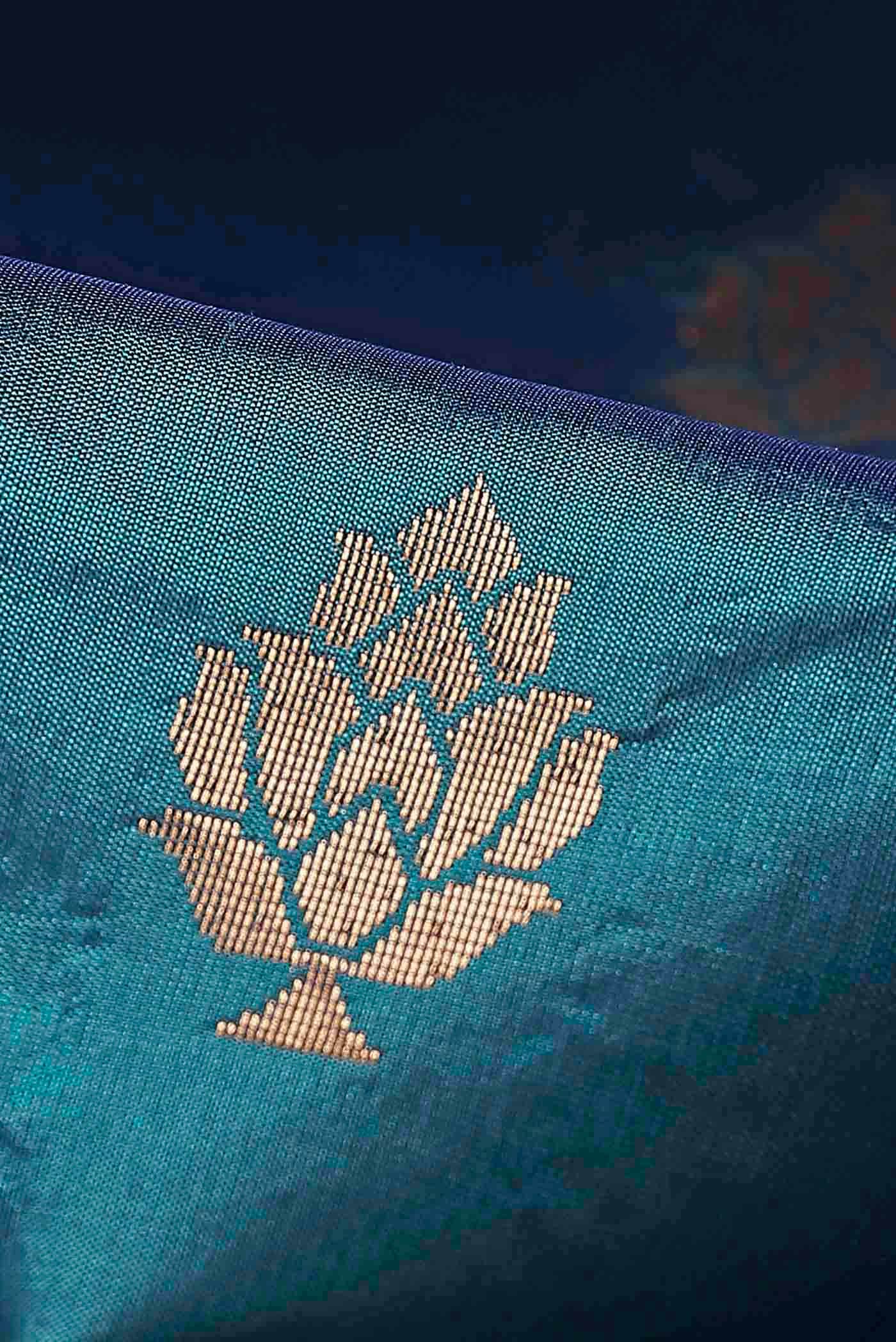 Blue Banarasi Katan Silk Saree