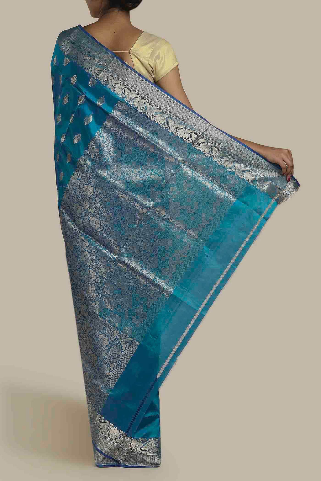 Blue Banarasi Katan Silk Saree