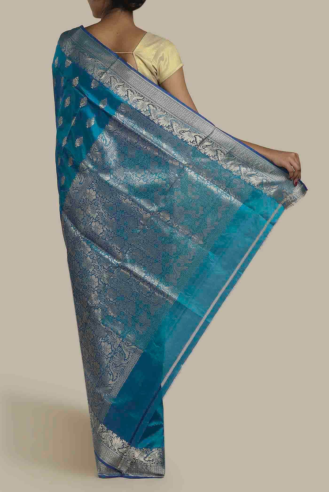 Blue Banarasi Katan Silk Saree