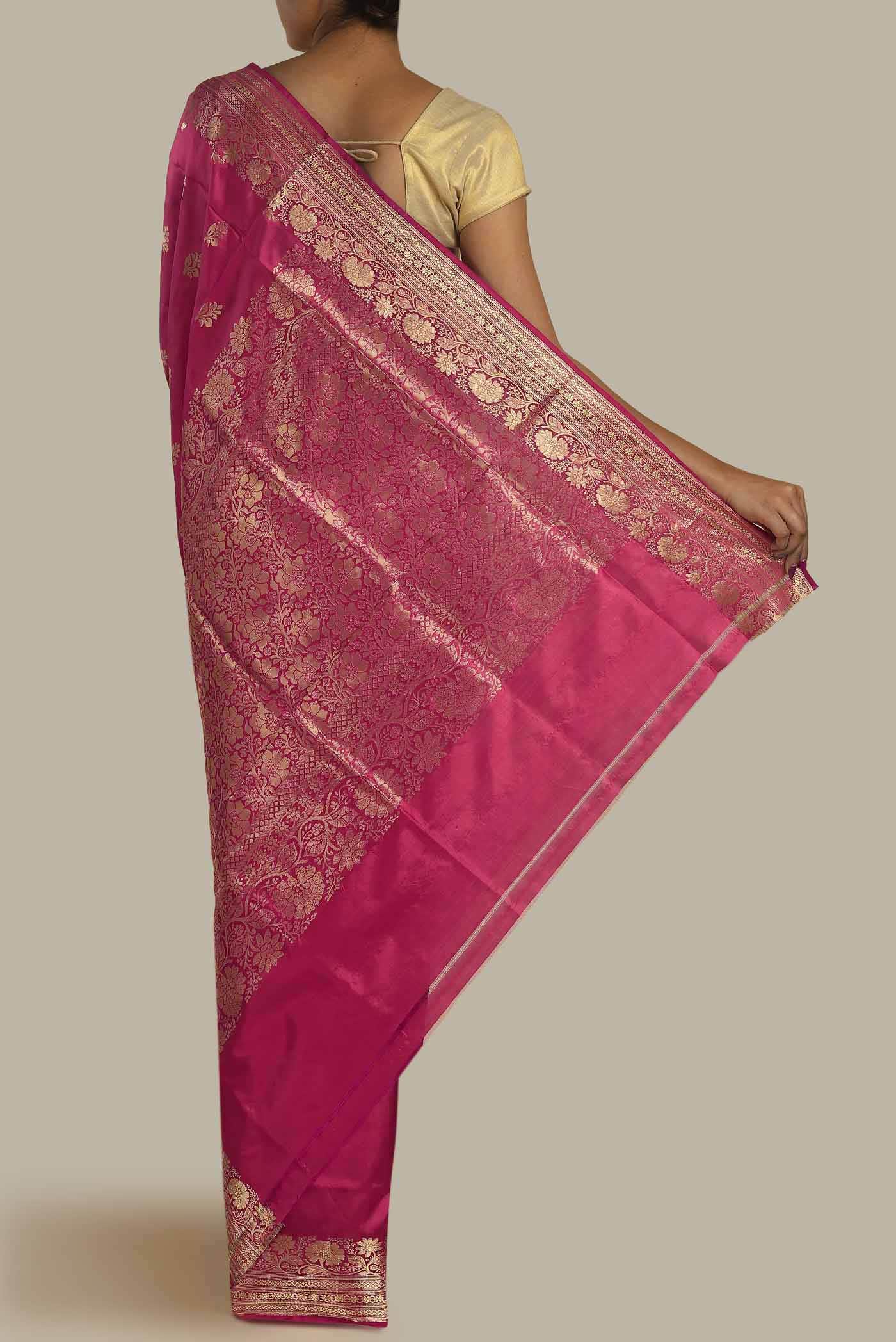 Dark Pink Banarasi Katan Silk Saree