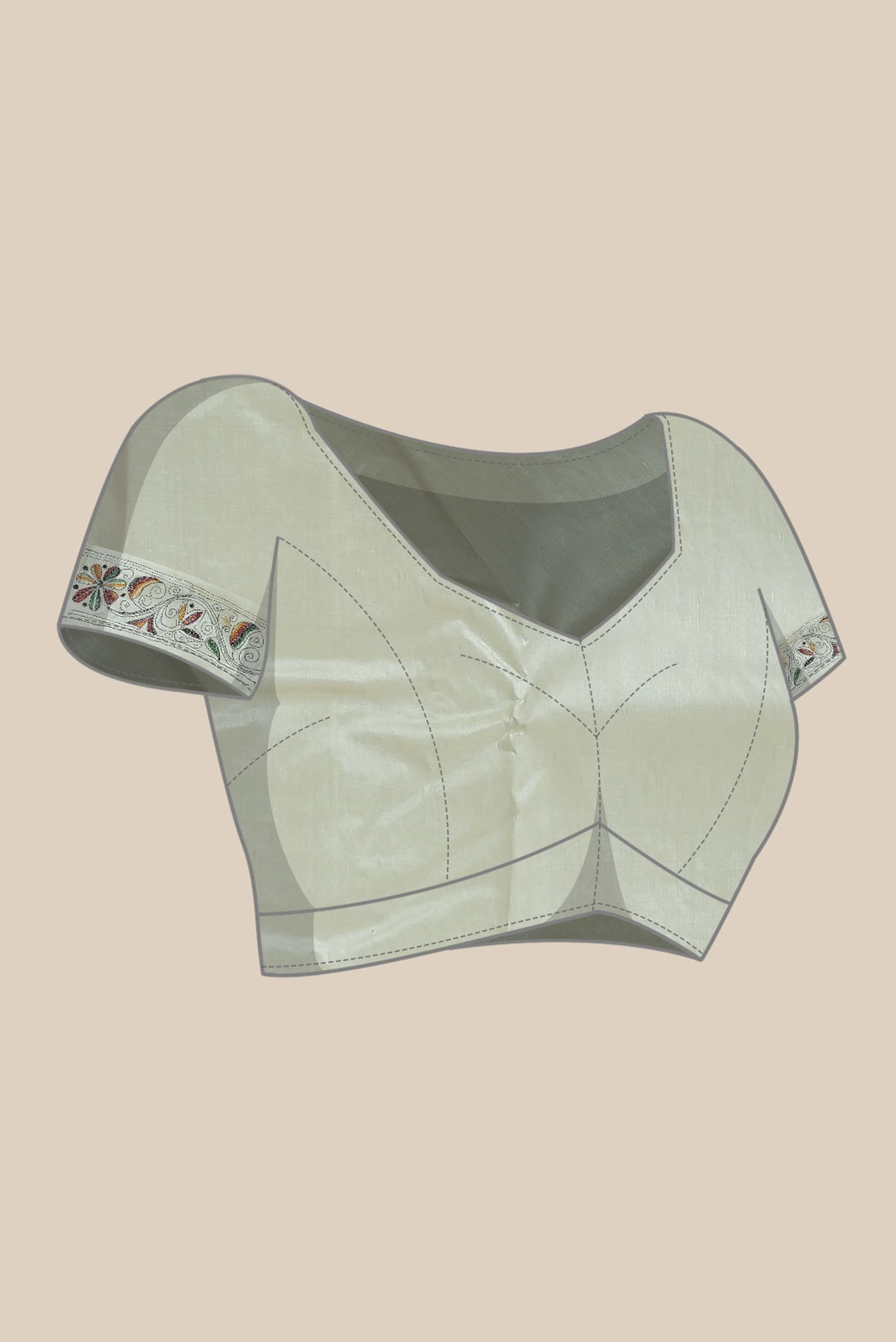 Cream Tussar Silk Saree