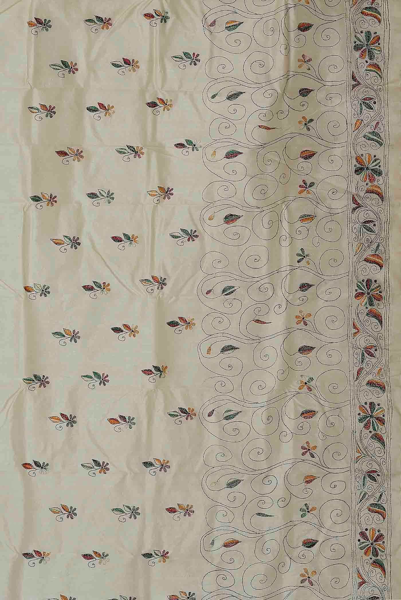 Cream Tussar Silk Saree