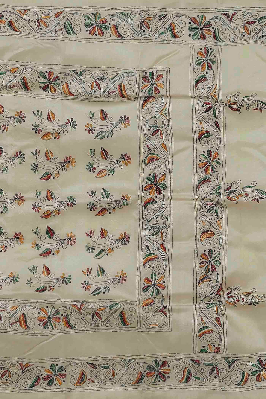 Cream Tussar Silk Saree