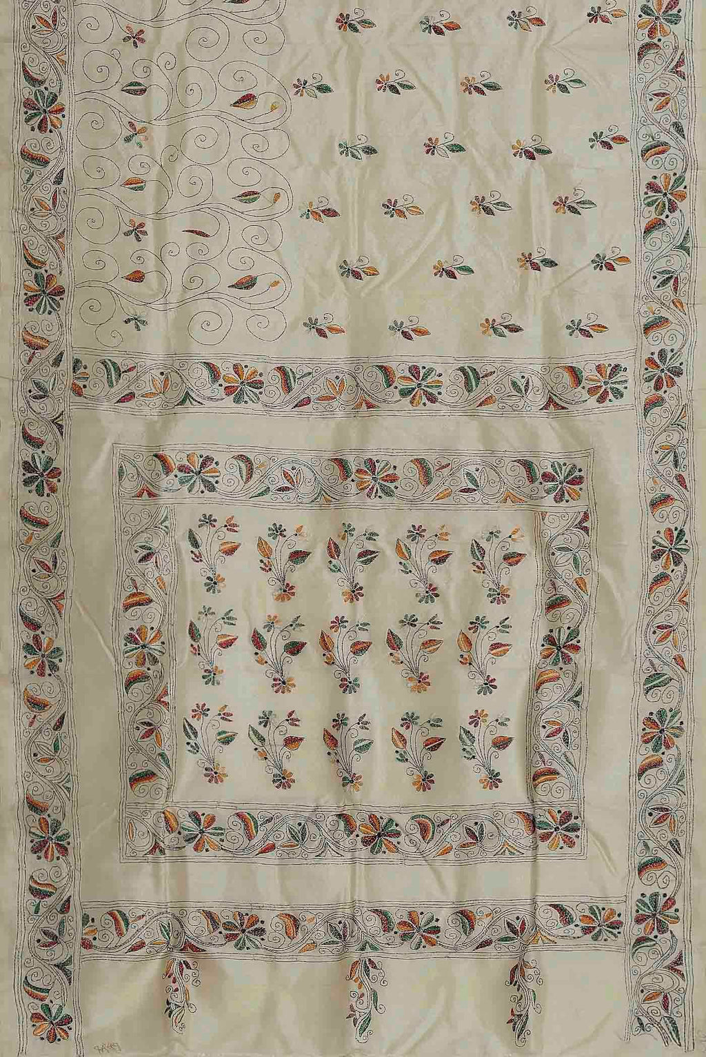 Cream Tussar Silk Saree