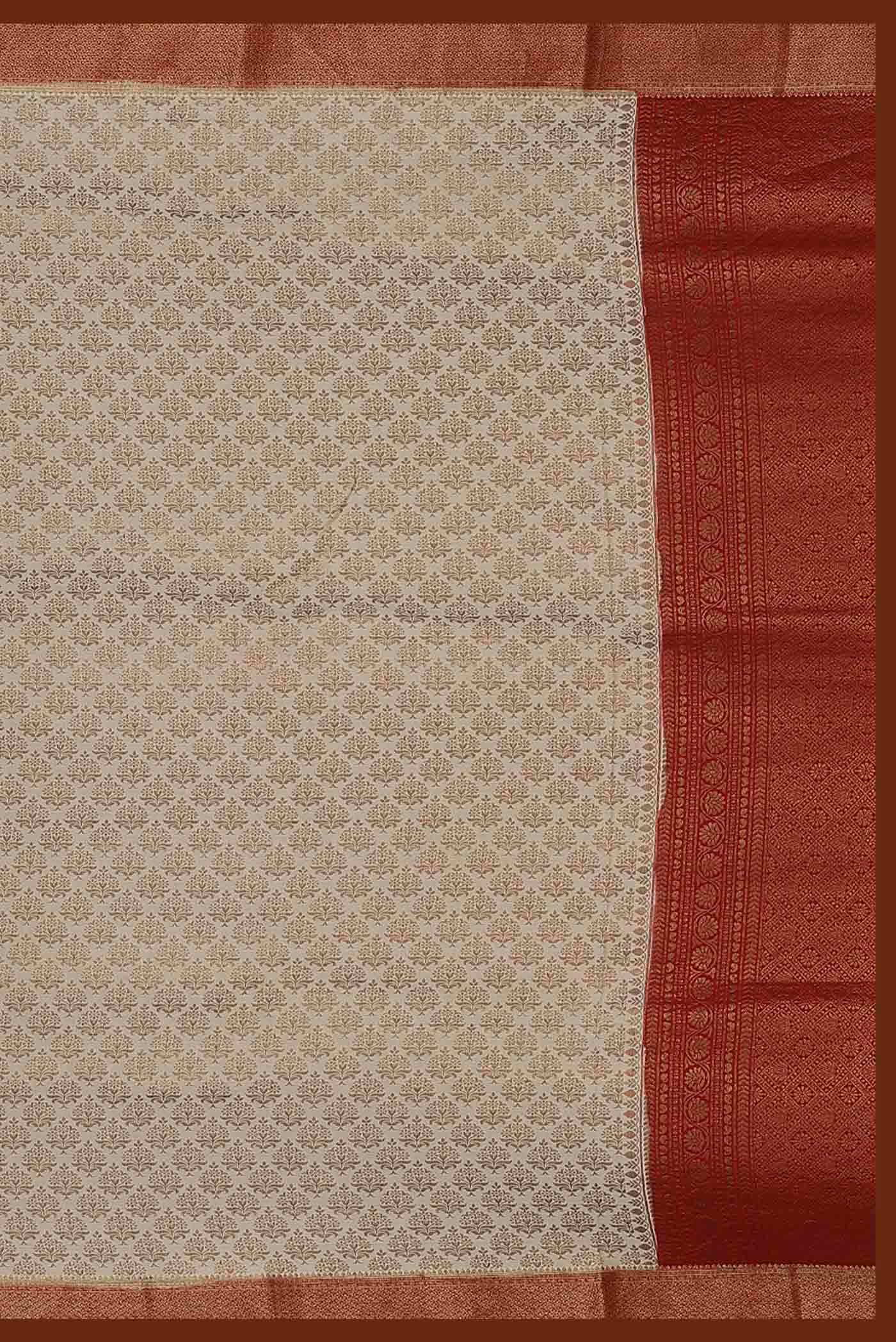 Cream Mysore Crepe Saree