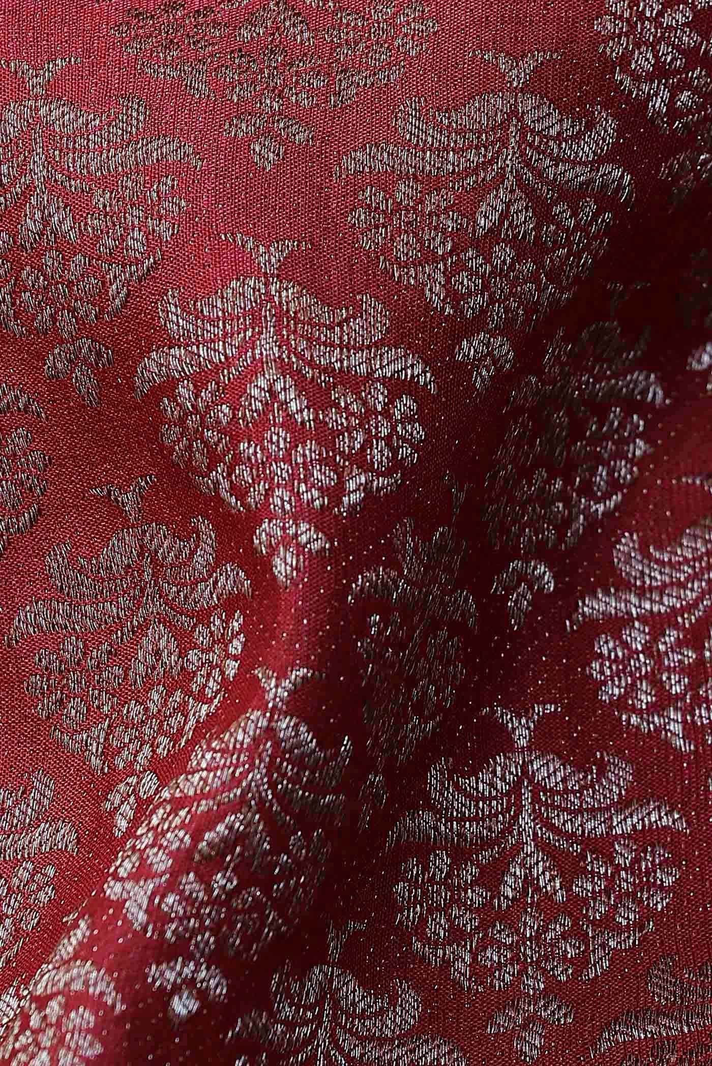 Red Mysore Crepe Saree