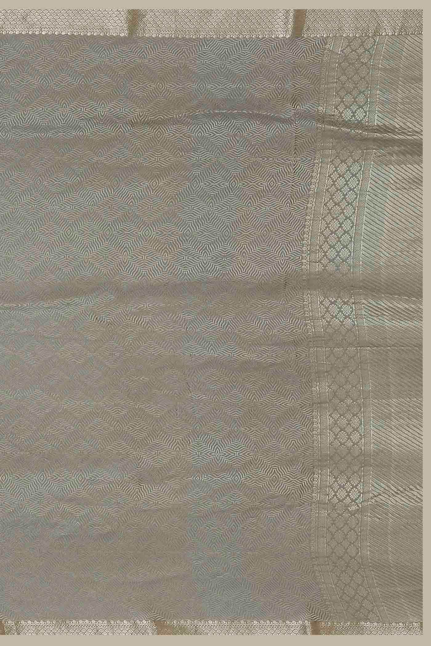 Grey Mysore Crepe Saree