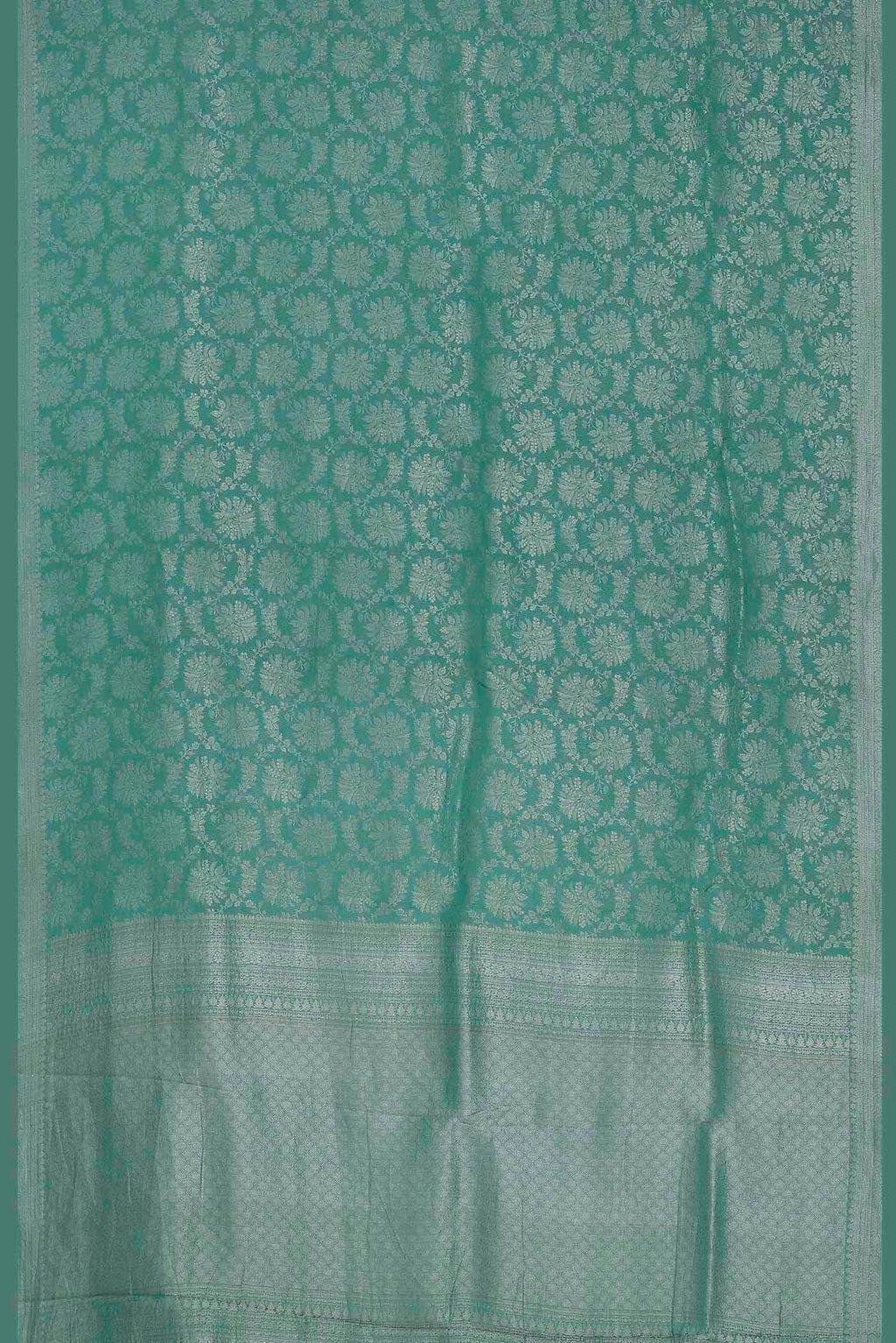 Turquoise Mysore Crepe Saree