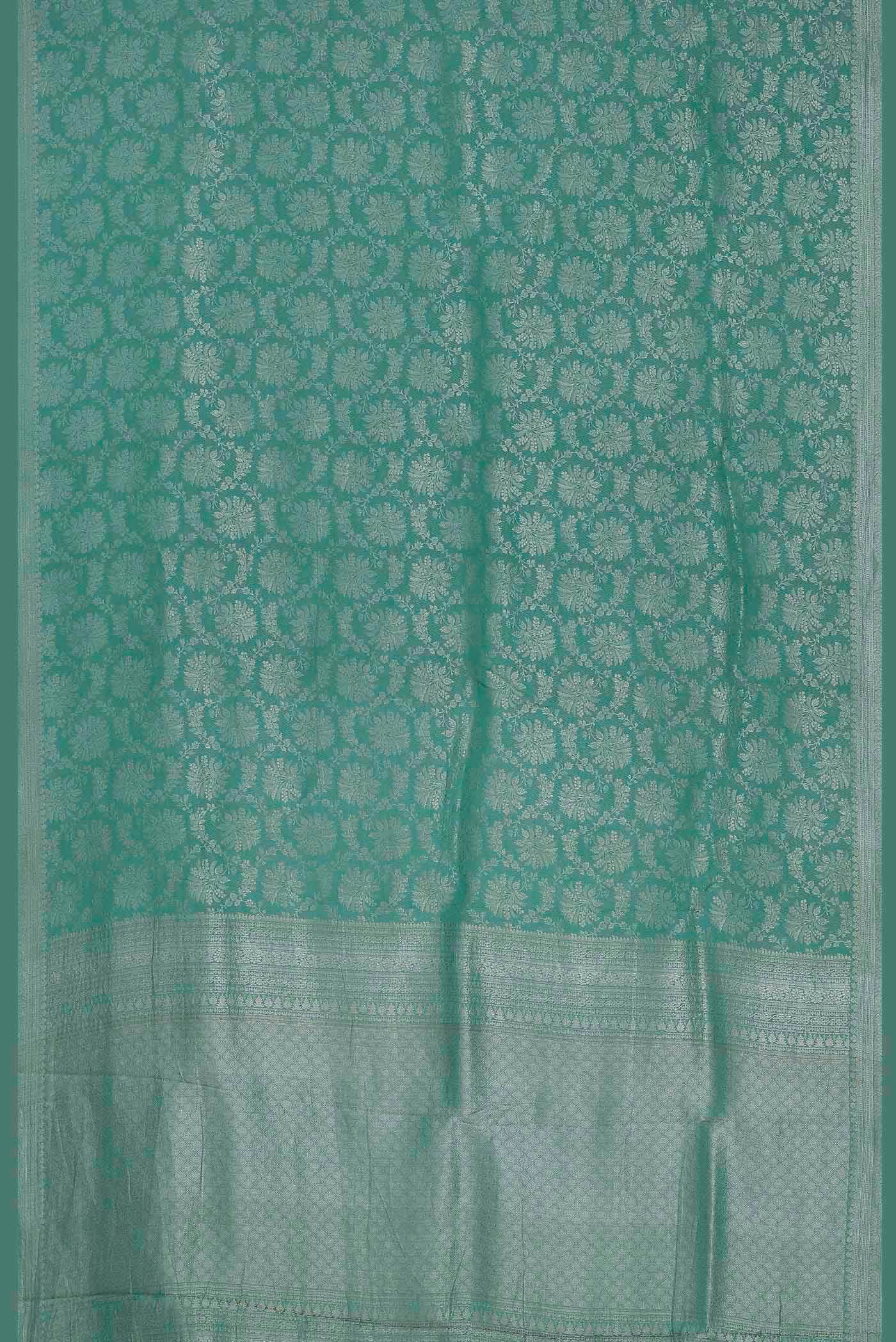 Turquoise Mysore Crepe Saree