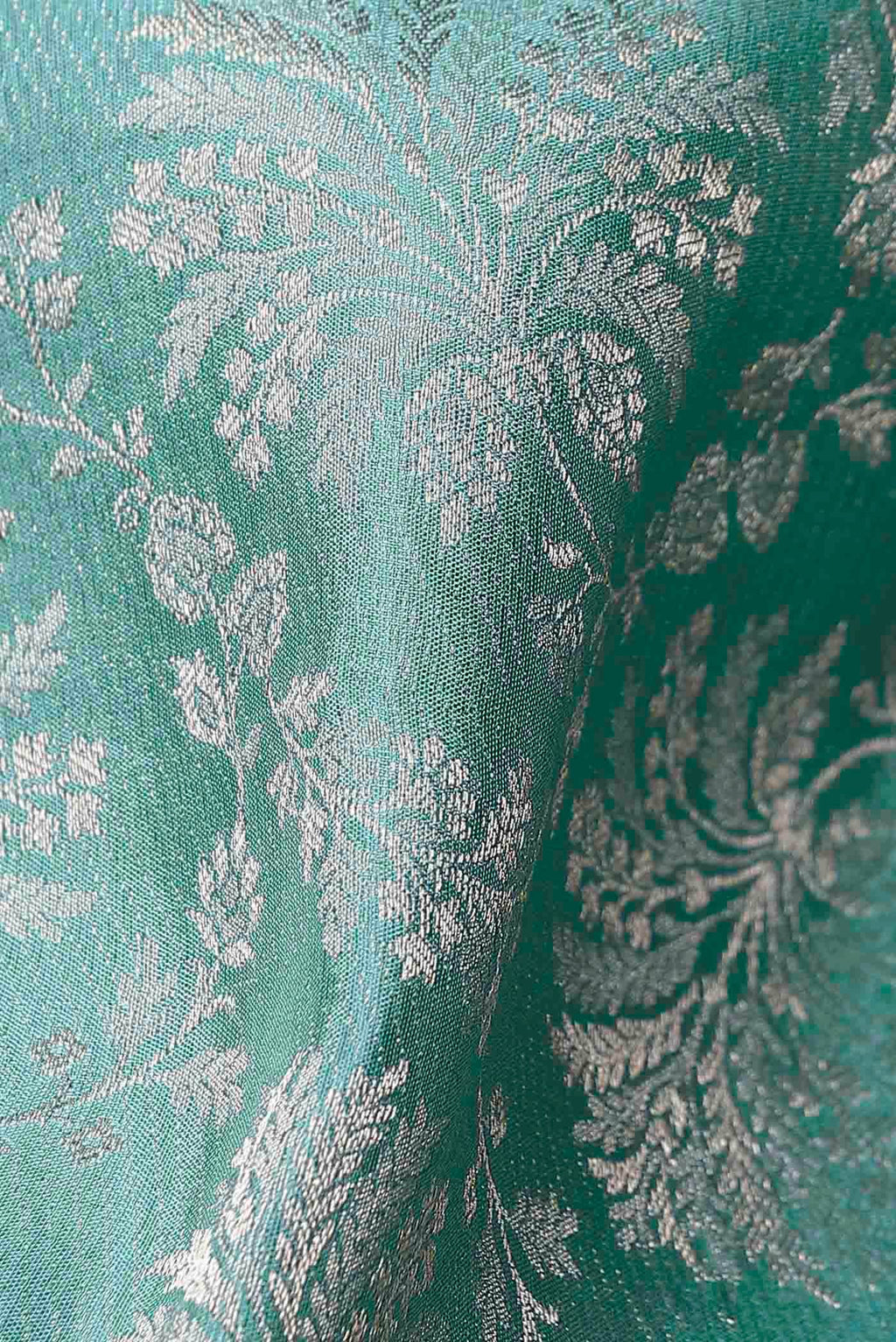 Turquoise Mysore Crepe Saree