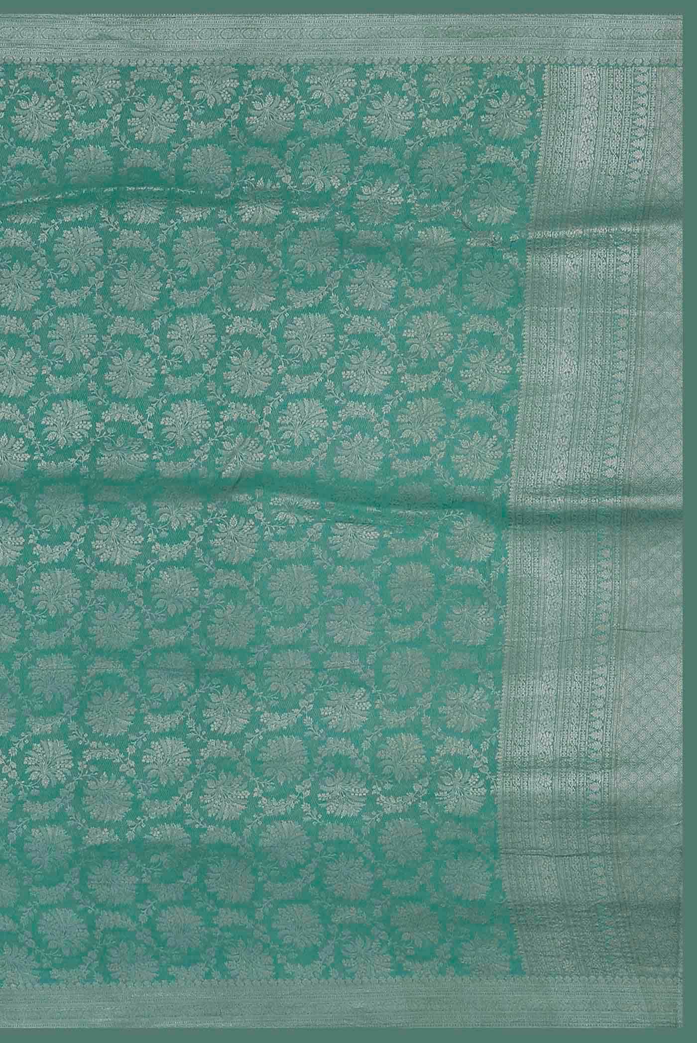 Turquoise Mysore Crepe Saree