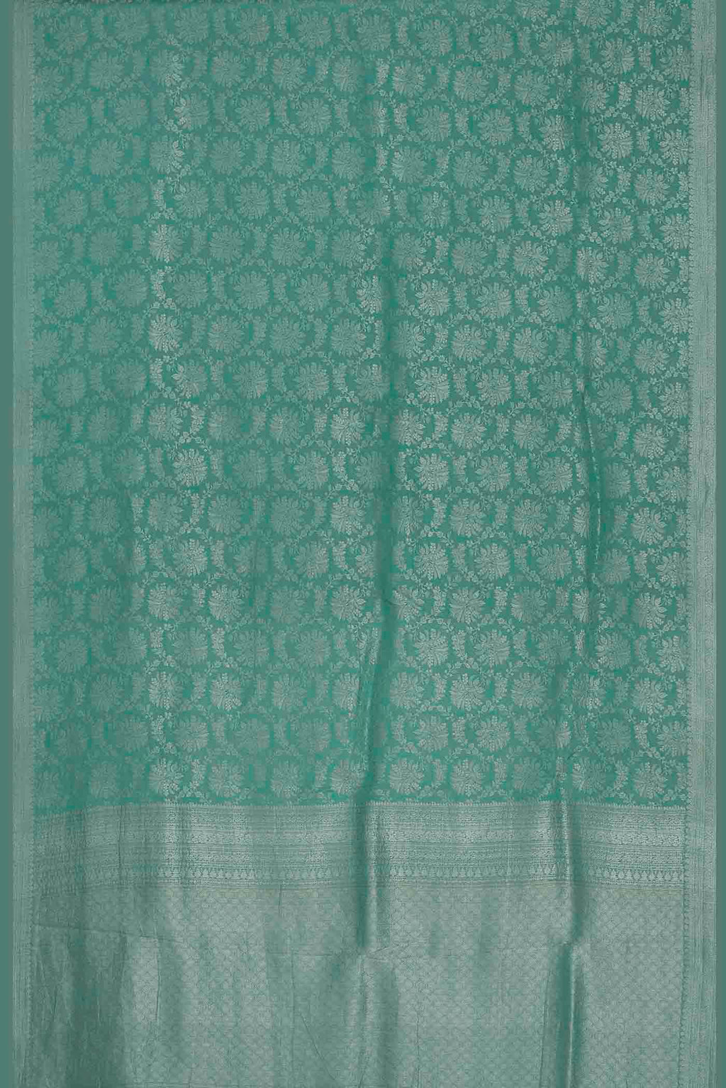 Turquoise Mysore Crepe Saree