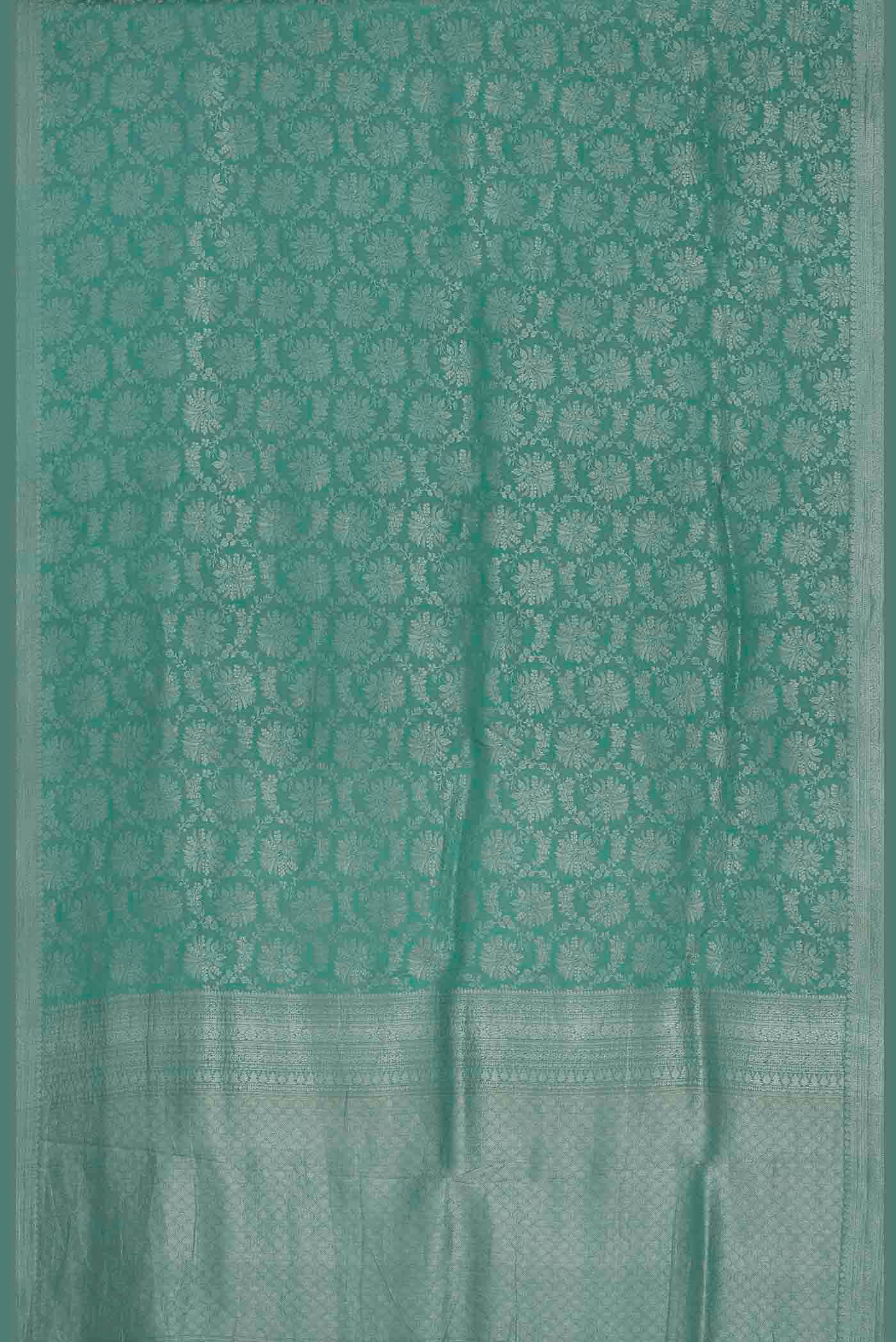 Turquoise Mysore Crepe Saree