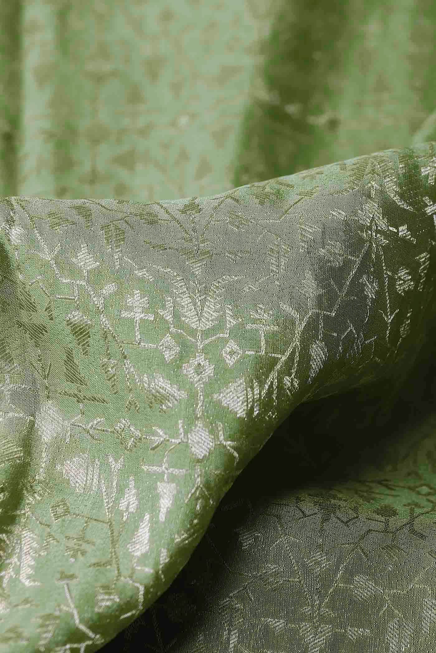 Green Mysore Crepe Saree