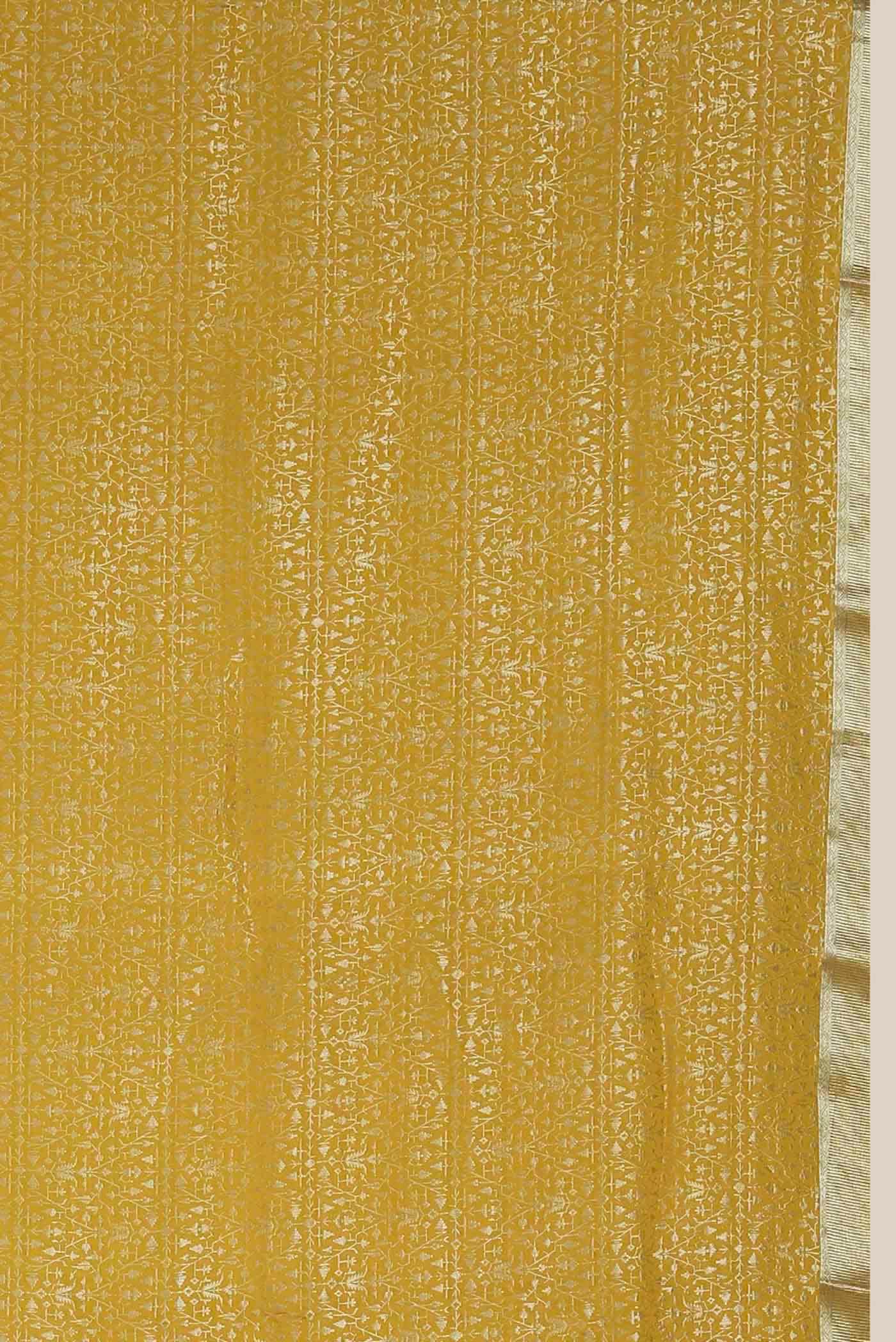 Yellow Mysore Crepe Saree
