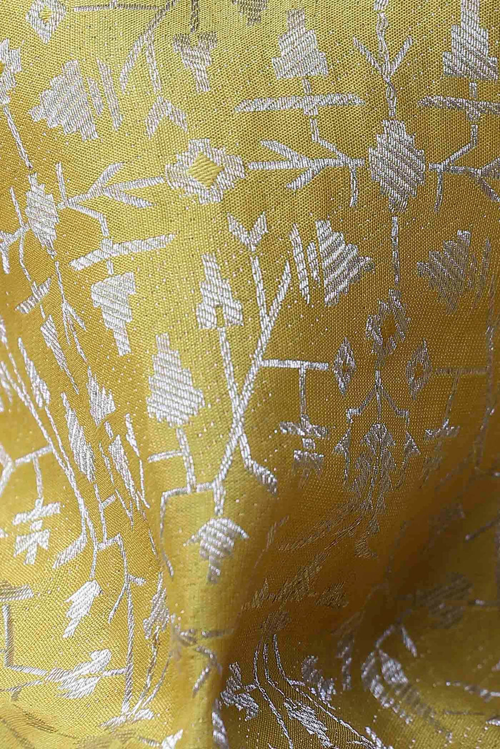 Yellow Mysore Crepe Saree