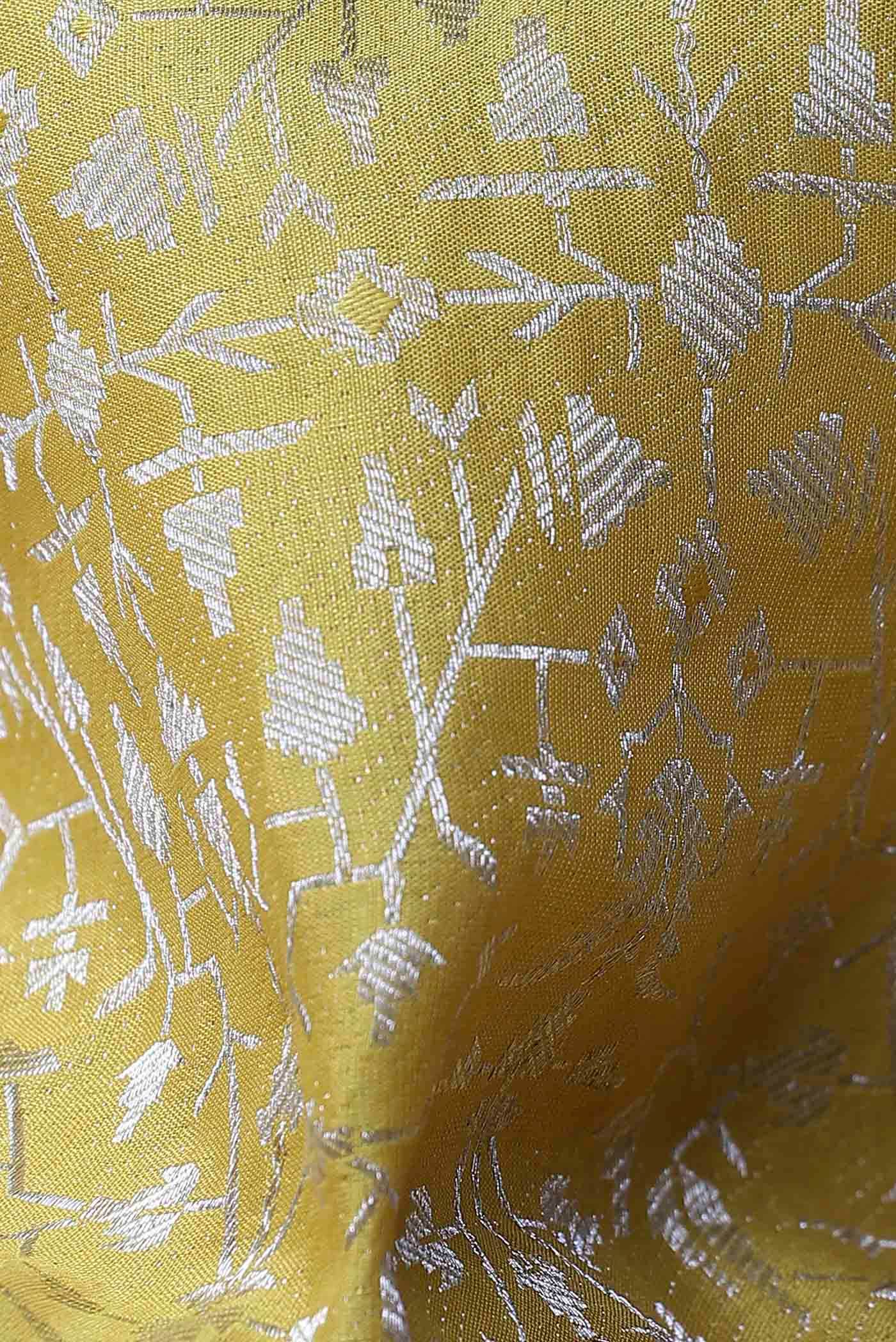 Yellow Mysore Crepe Saree