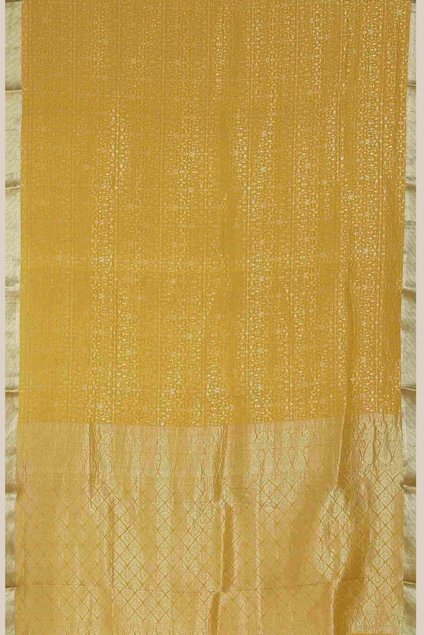 Yellow Mysore Crepe Saree