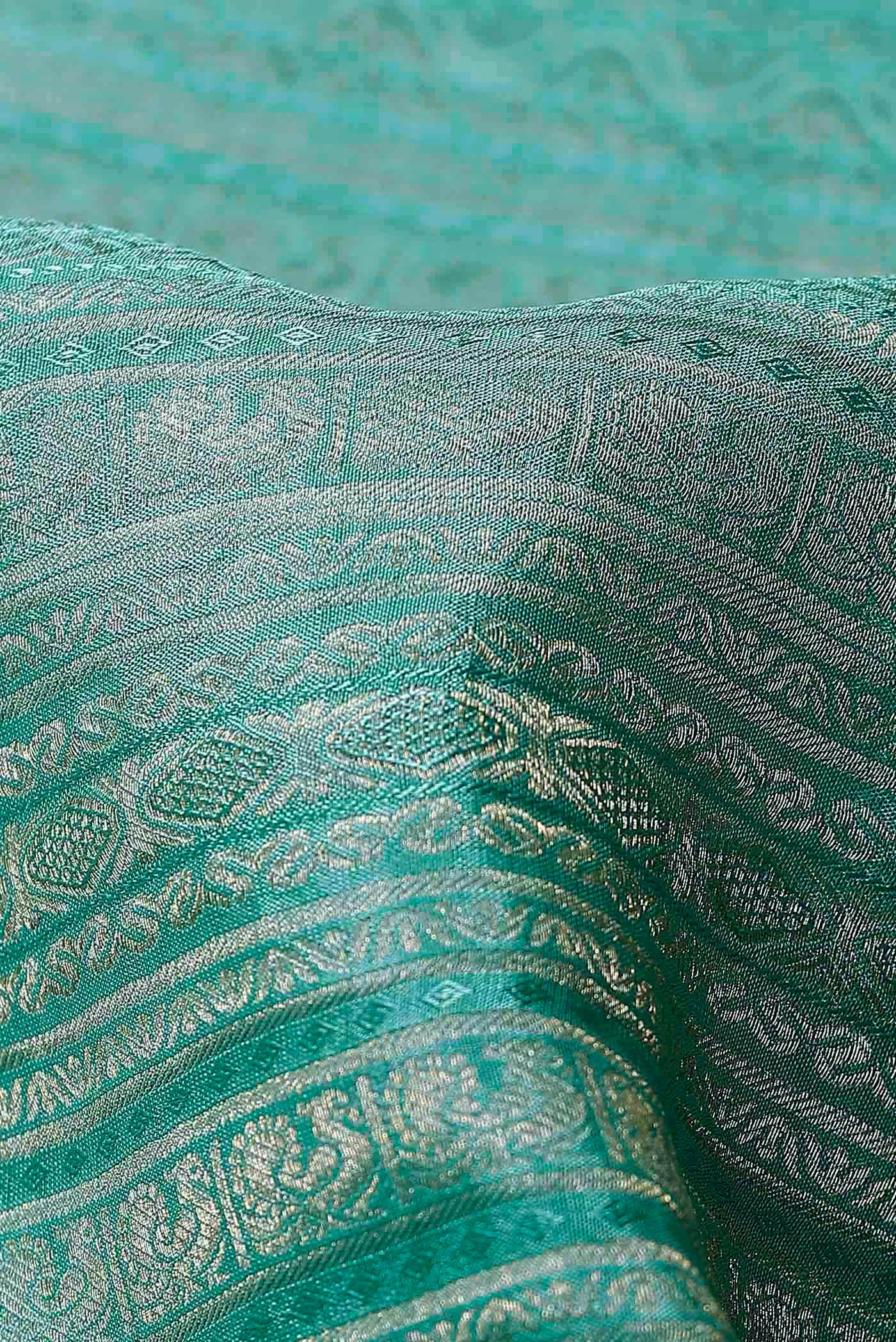 Sea Green Mysore Crepe Saree