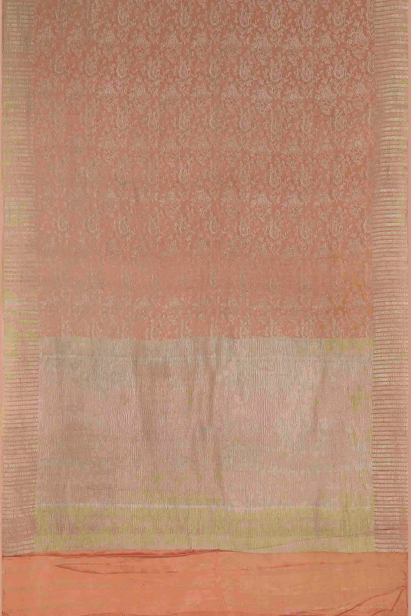 Peach Mysore Crepe Saree
