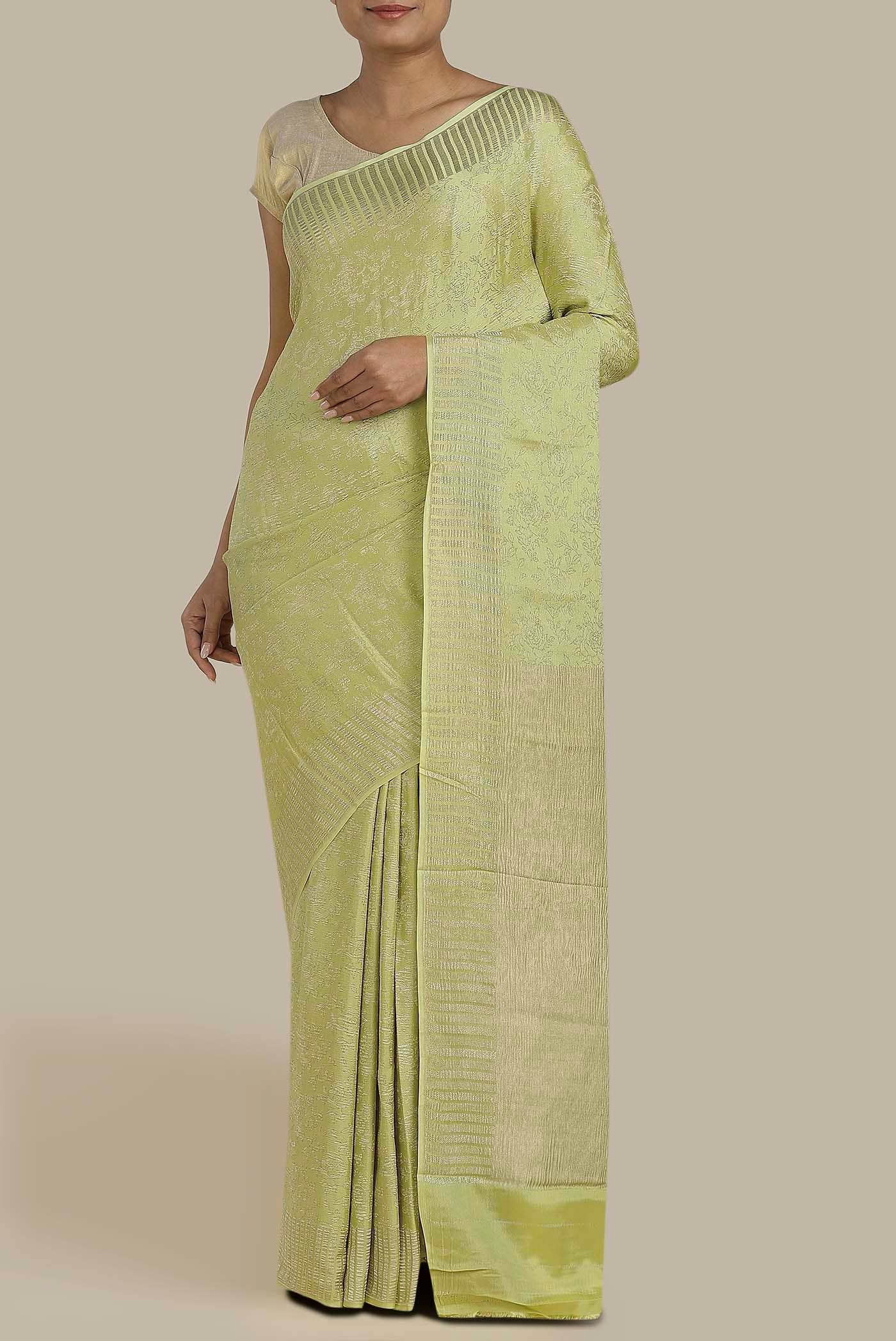 Green Mysore Crepe Saree