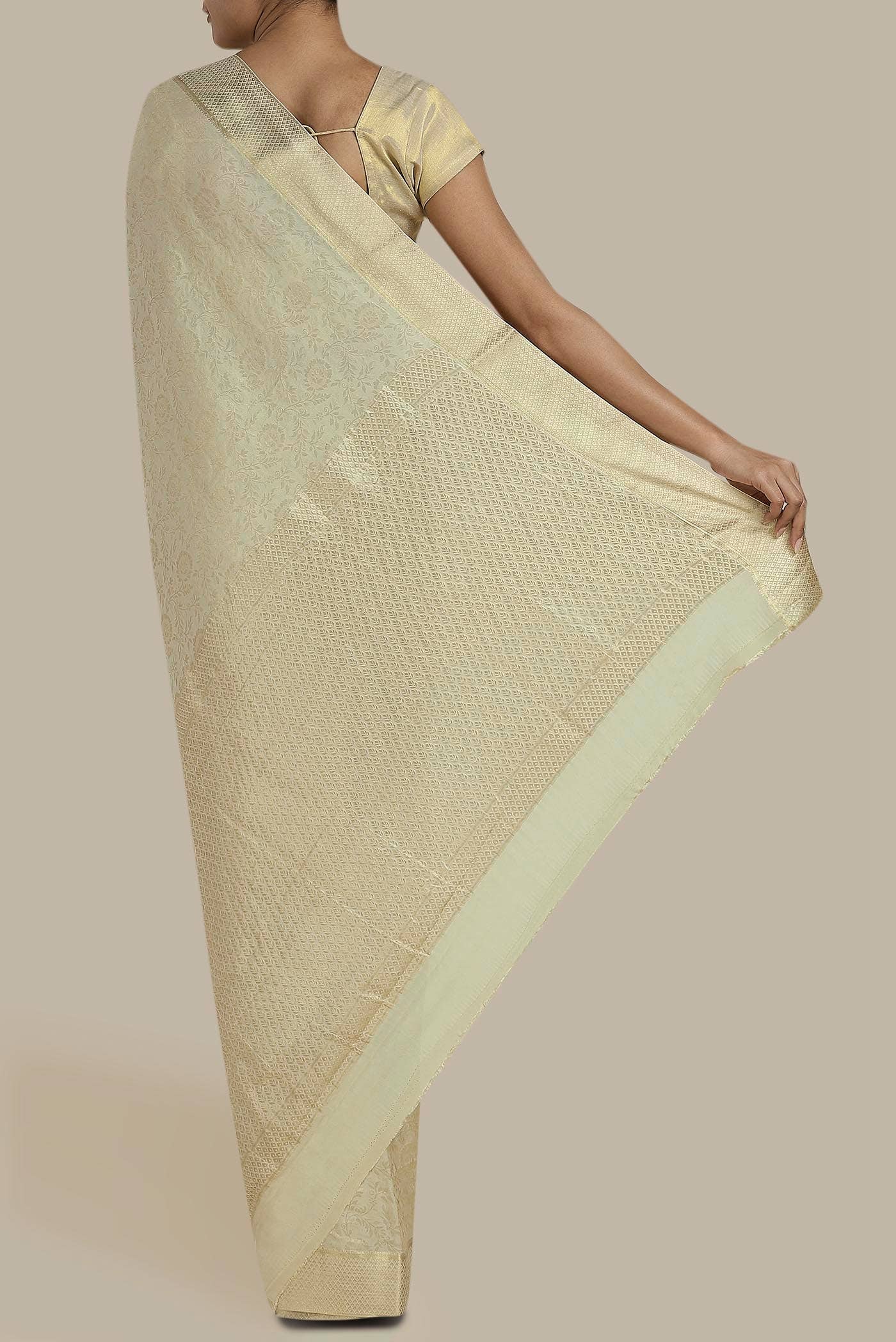 Cream Mysore Crepe Saree