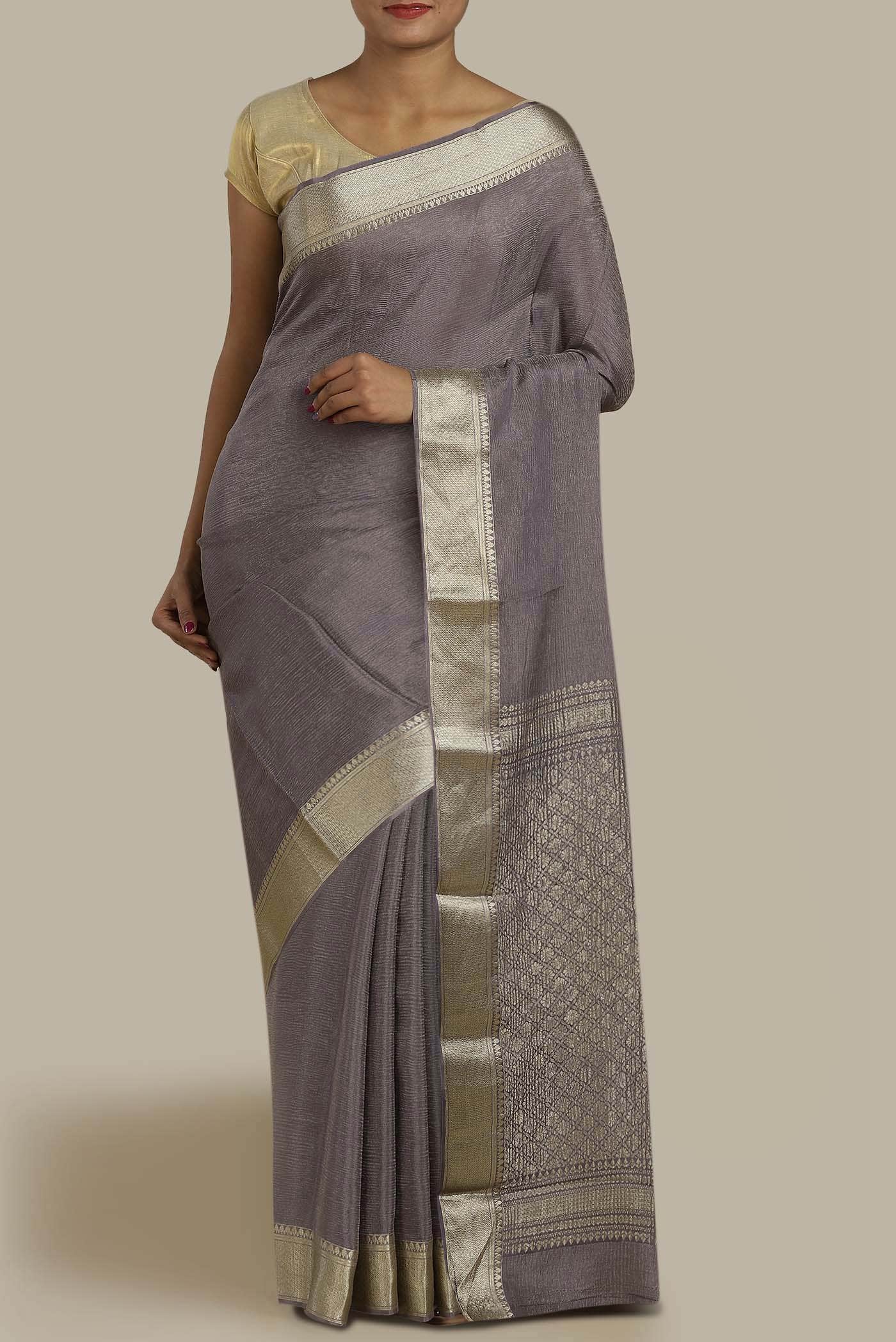 Lavender Mysore Crepe Saree