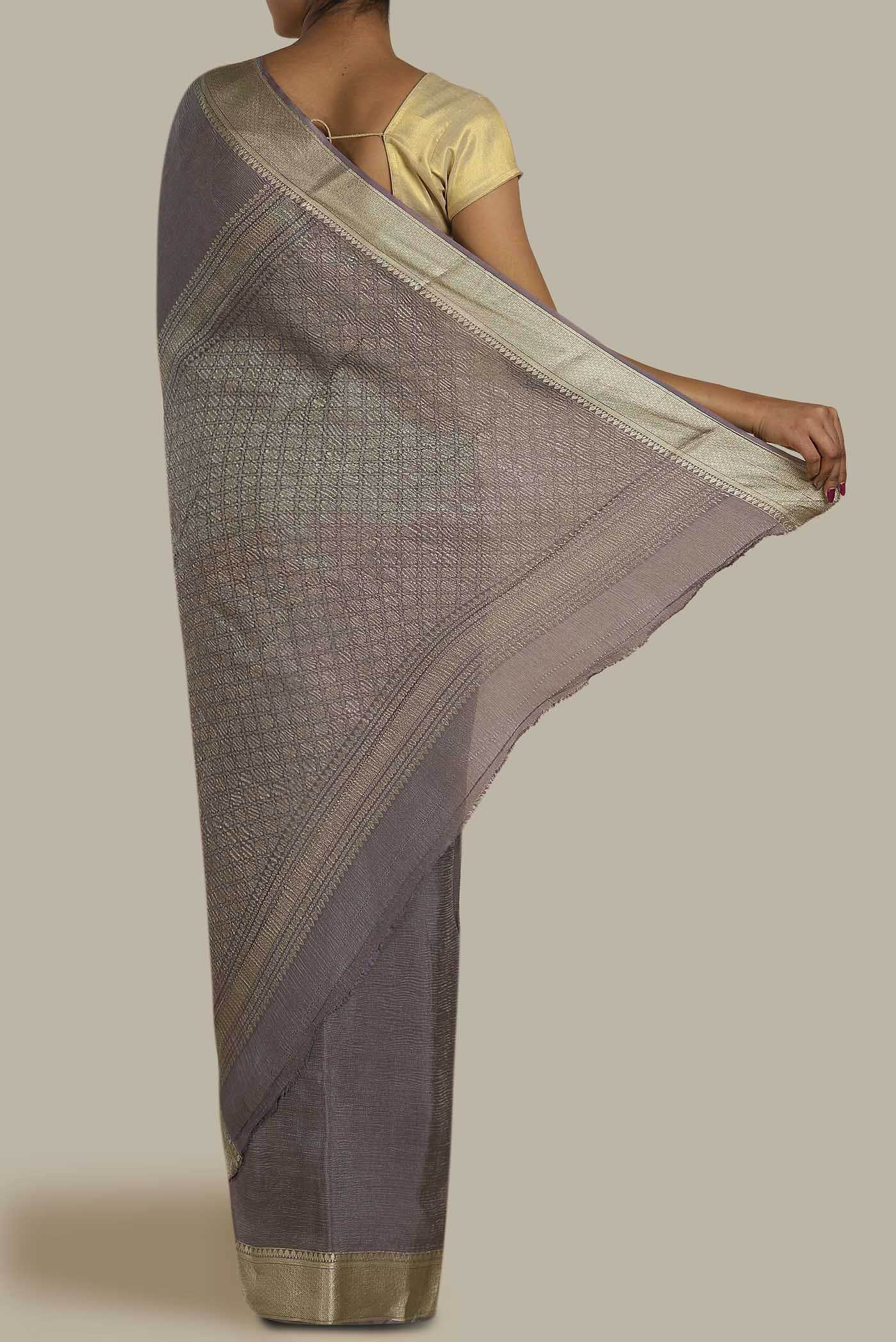 Lavender Mysore Crepe Saree