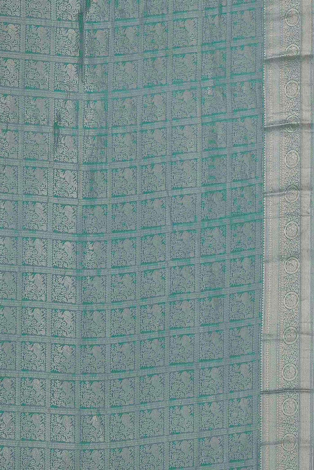 Turquoise Mysore Crepe Saree