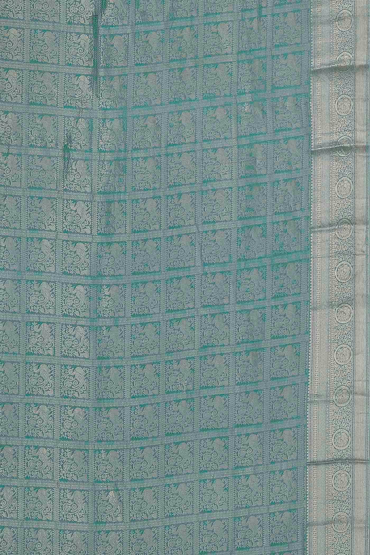 Turquoise Mysore Crepe Saree