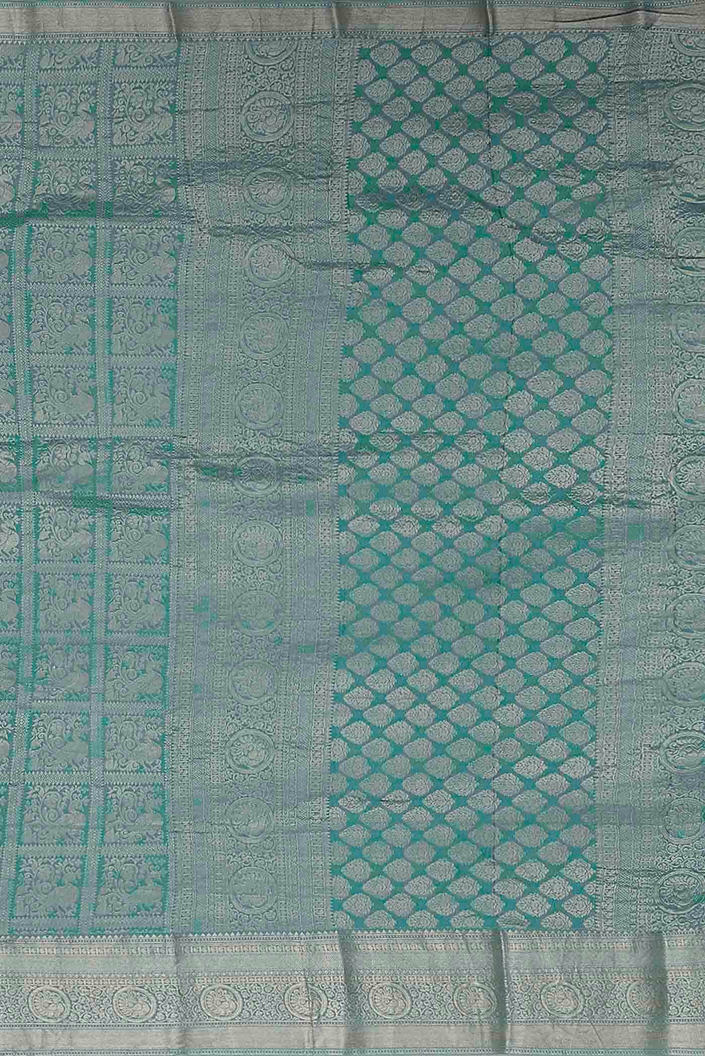 Turquoise Mysore Crepe Saree