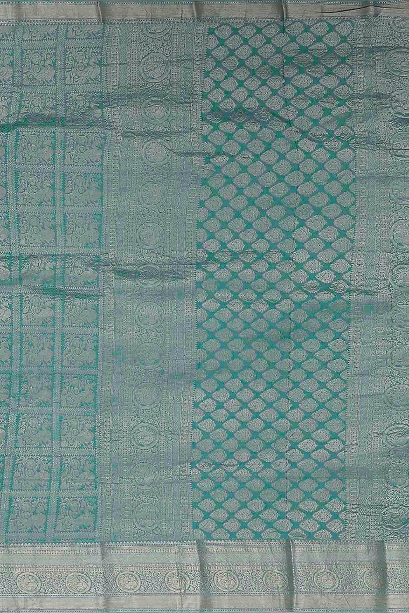 Turquoise Mysore Crepe Saree
