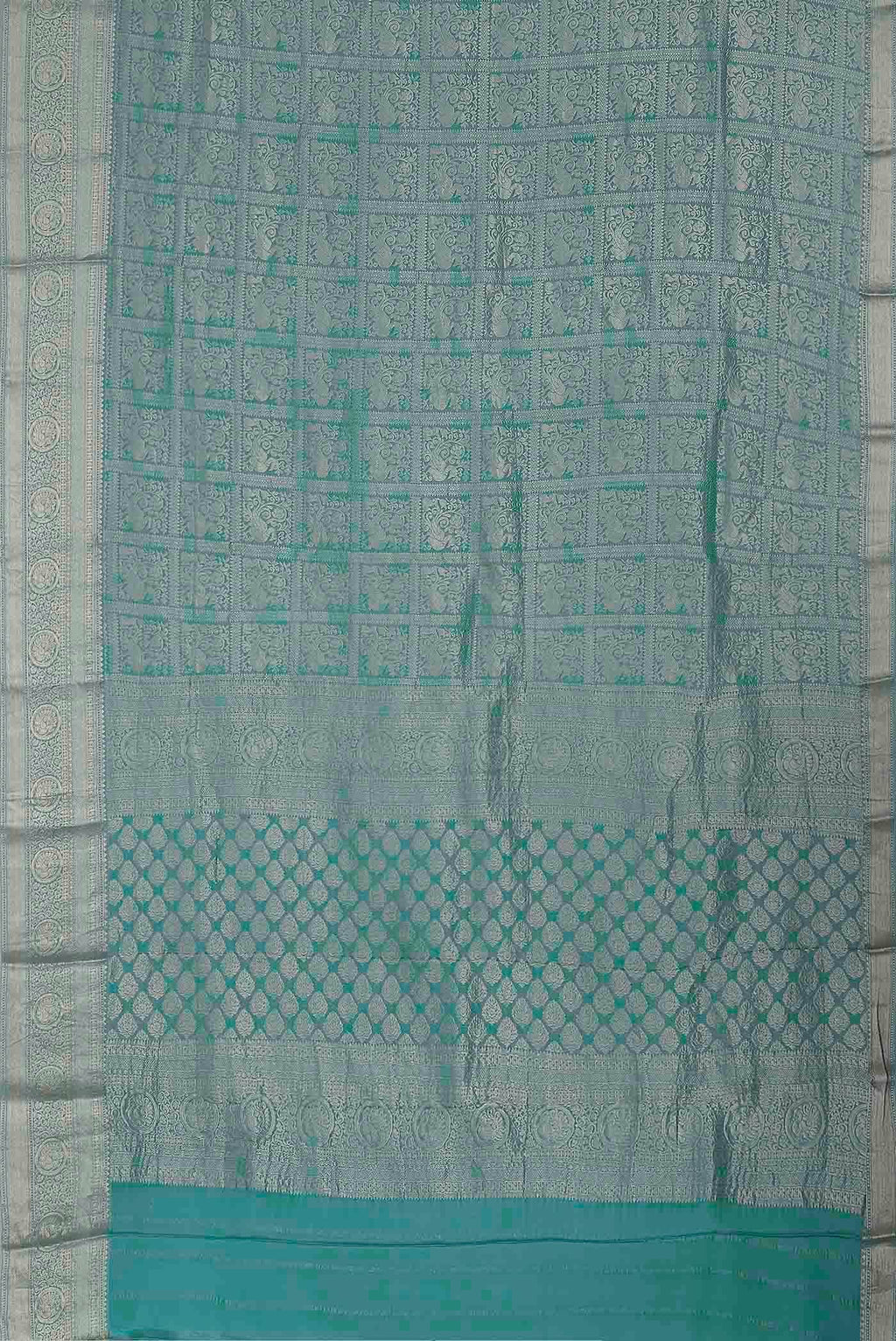 Turquoise Mysore Crepe Saree
